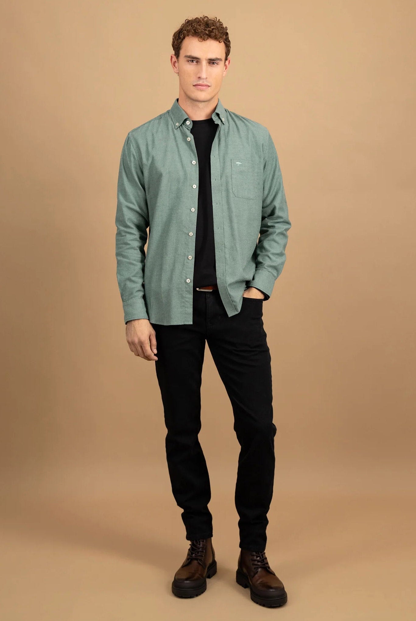 Fynch Hatton Button-Down Flannel Shirt - Dark Ivy