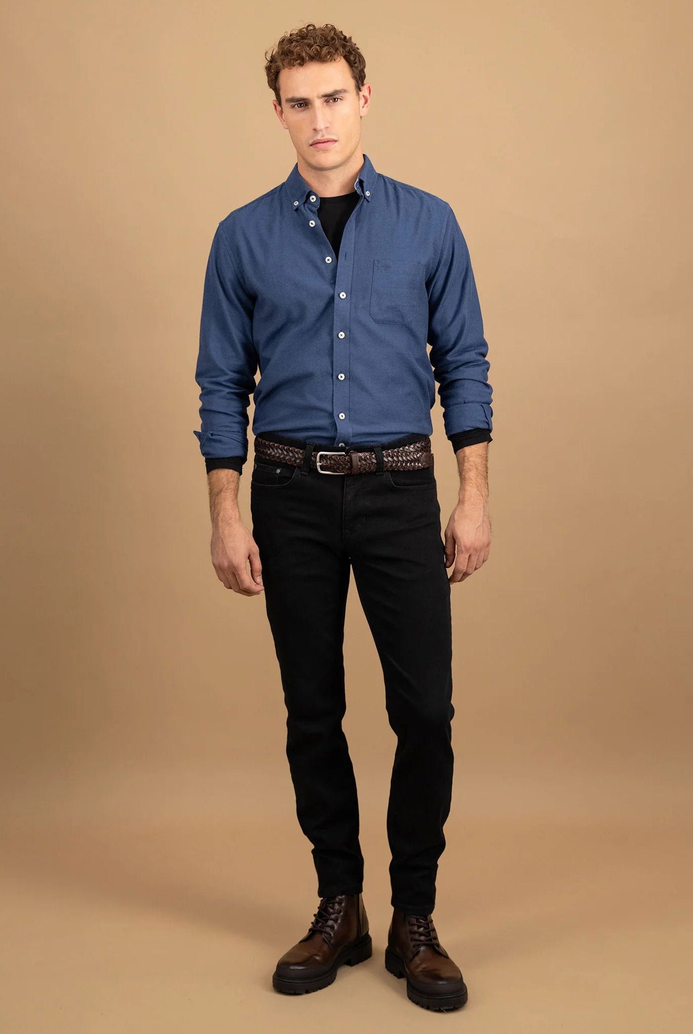 Fynch Hatton Button-Down Flannel Shirt - Navy