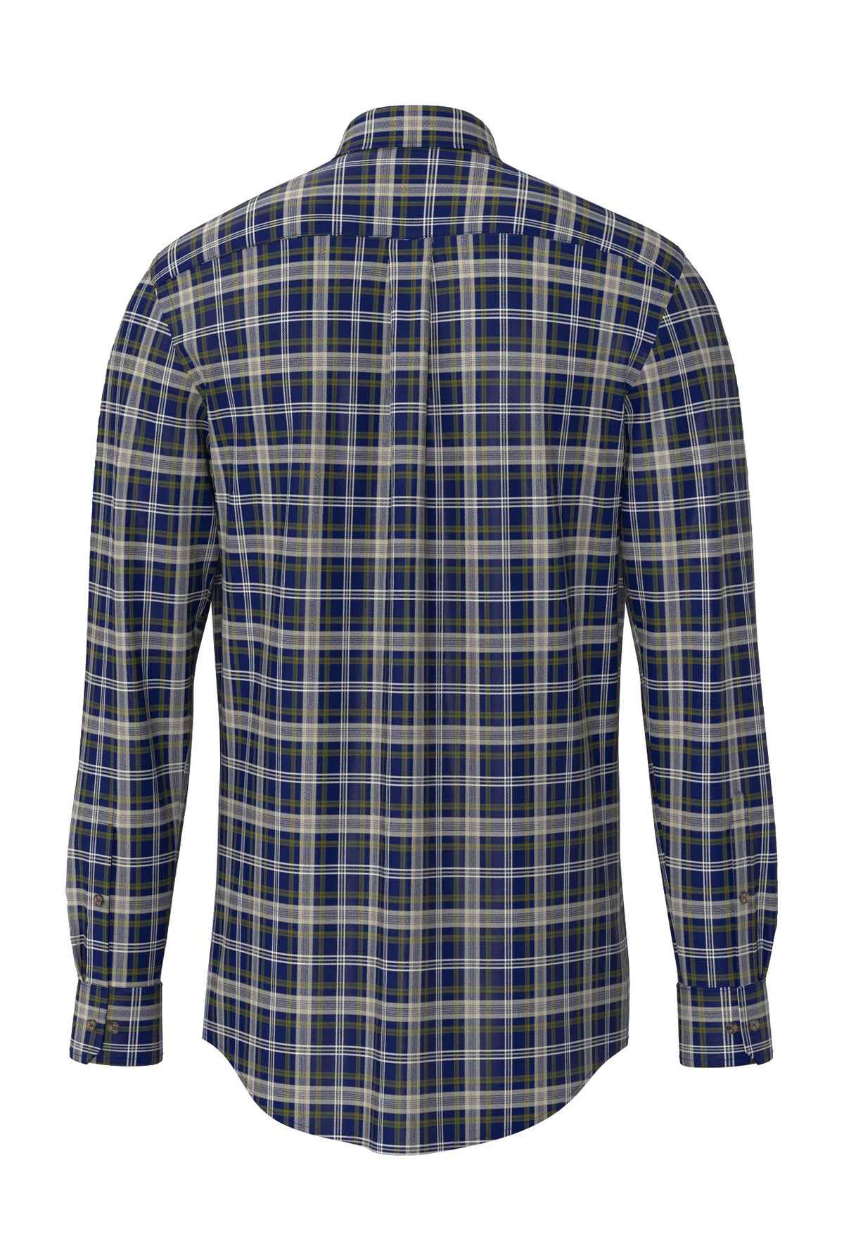 Fynch Hatton Button-Down Herringbone Check Shirt - Ink Blue