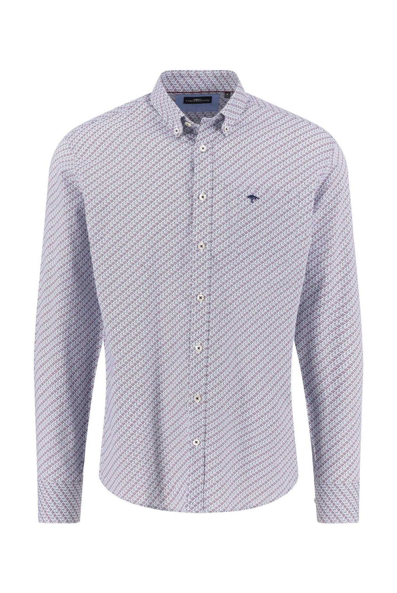 Fynch Hatton Button-Down Print Shirt - Deep Merlot