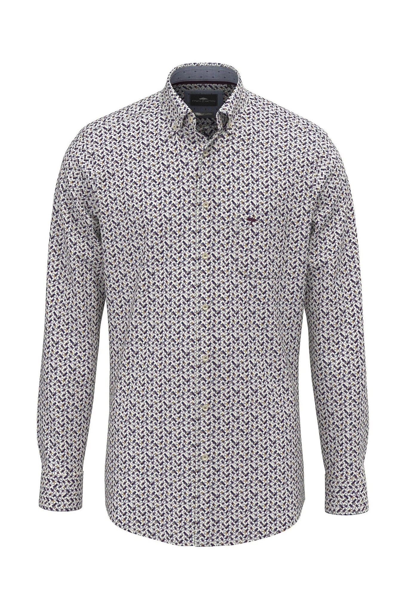 Fynch Hatton Button-Down Print Shirt - Deep Merlot