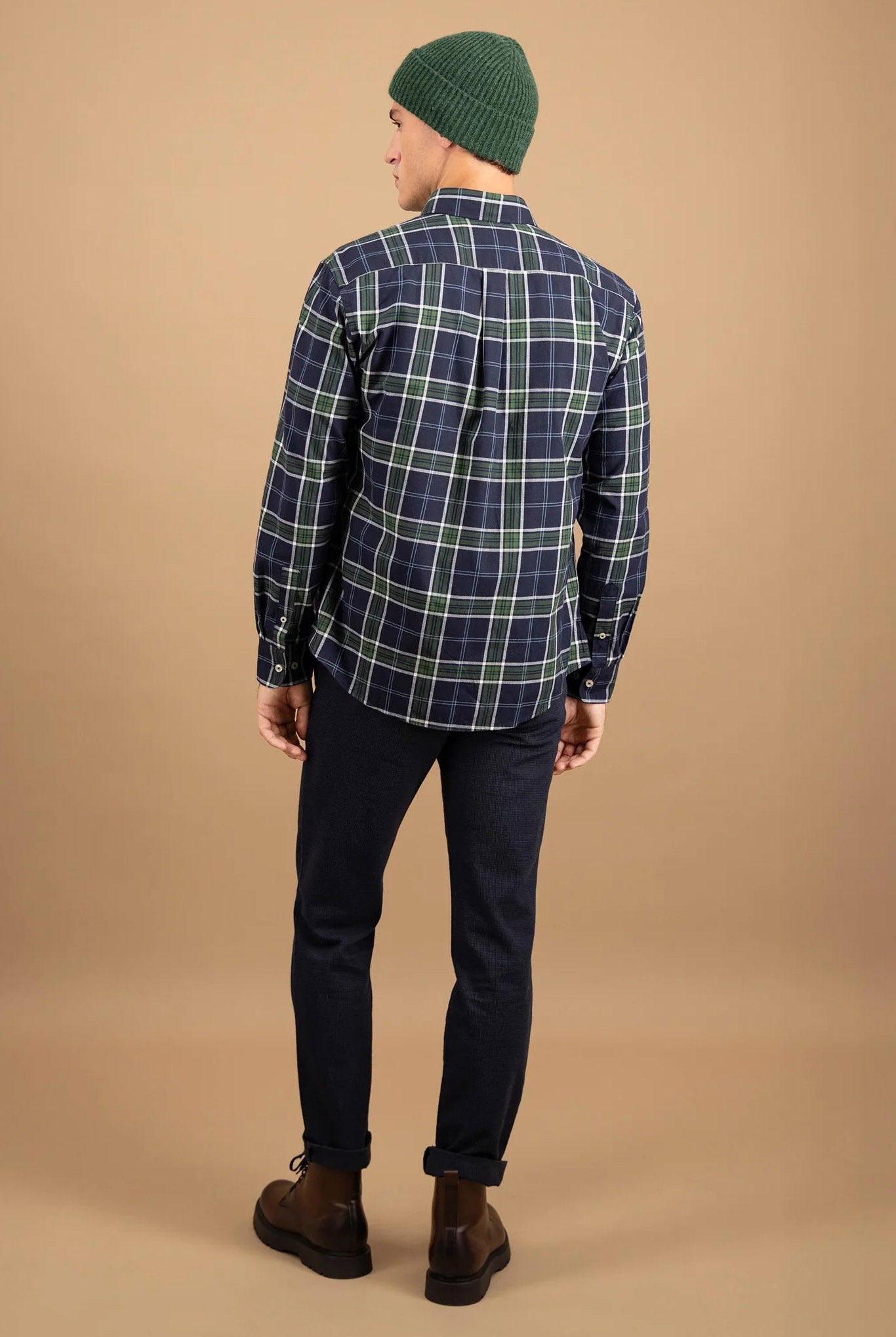 Fynch Hatton Button-Down Twill Check Shirt - Navy