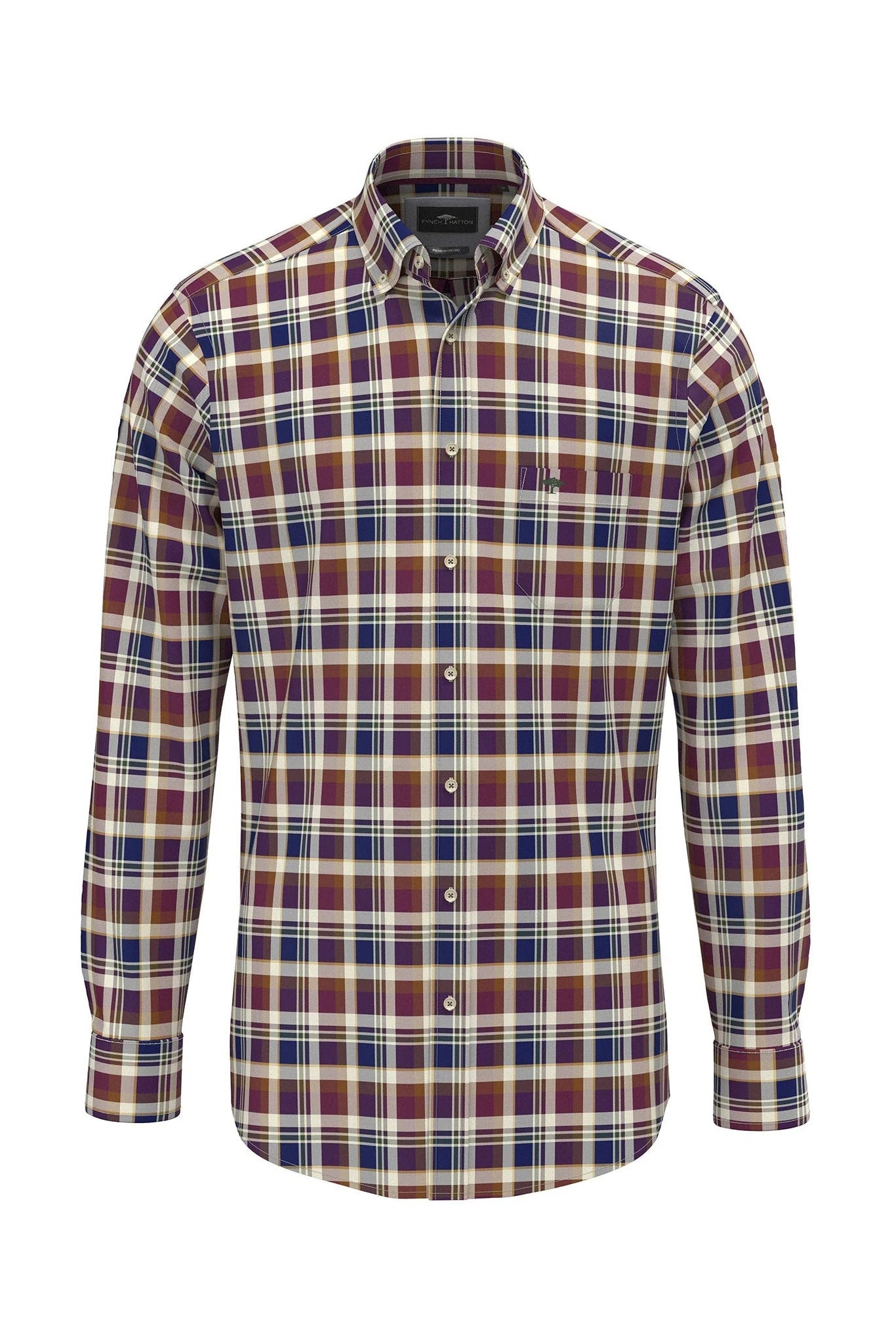 Fynch Hatton Button-Down Washed Oxford Shirt - Deep Merlot