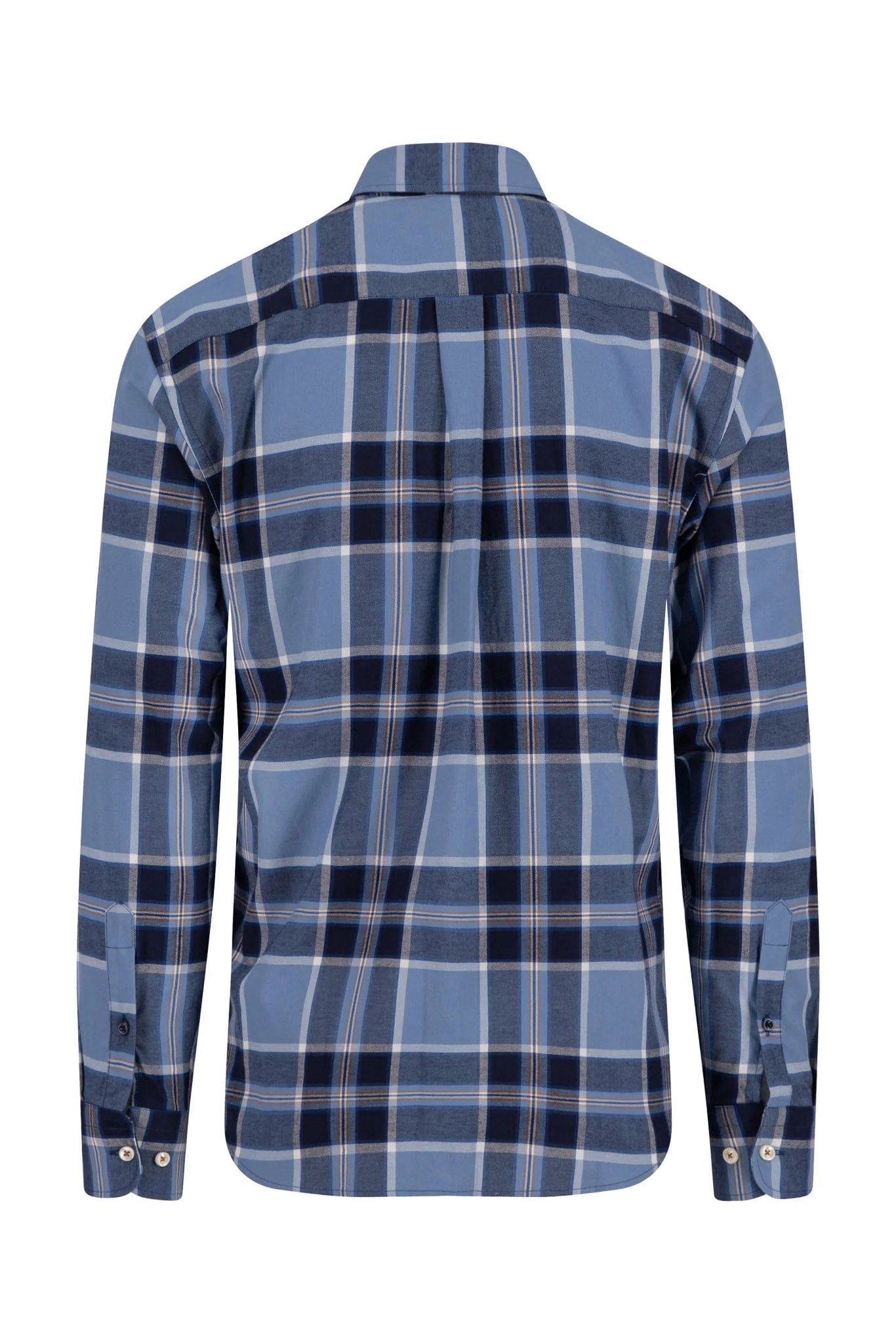 Fynch Hatton Check Brushed Cotton Long Sleeve Shirt - Navy