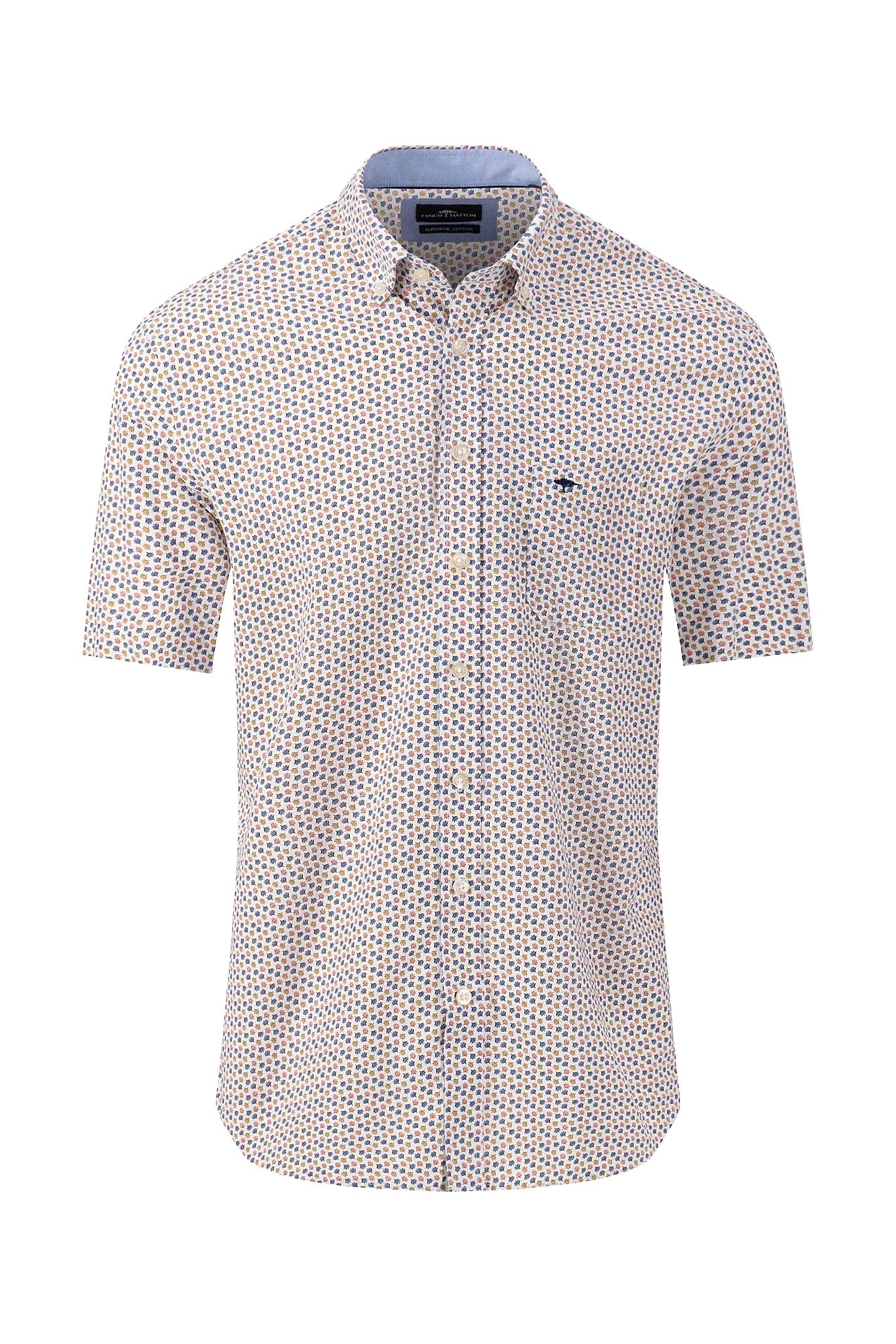 Fynch Hatton Coloured Leaves Short Sleeve Shirt - Orient Red