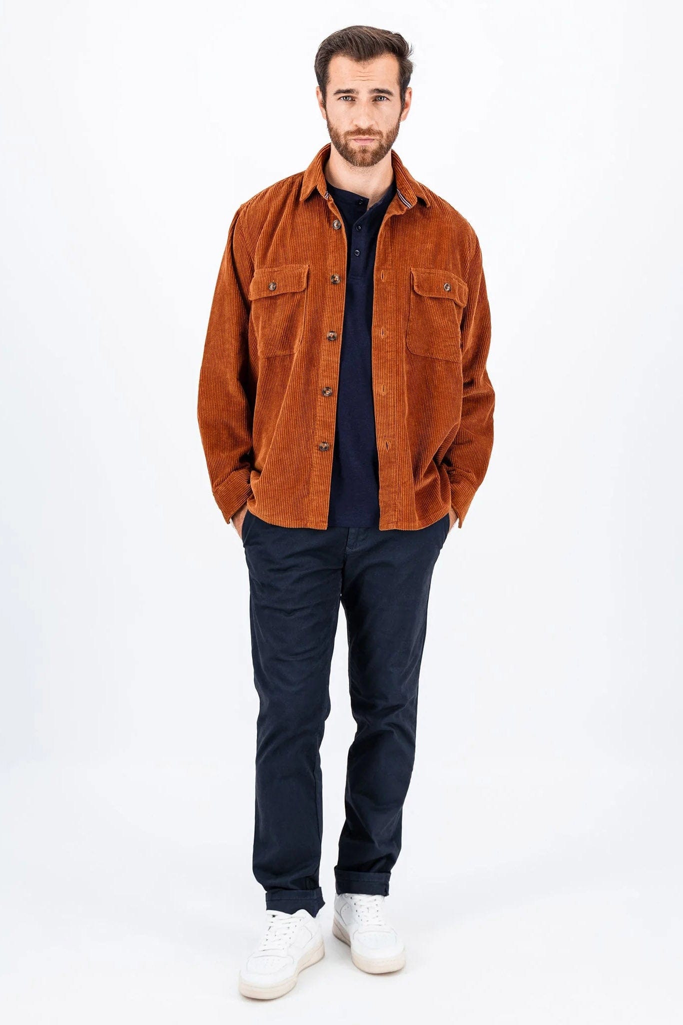 Fynch Hatton Corduroy Cotton Overshirt - Hazel