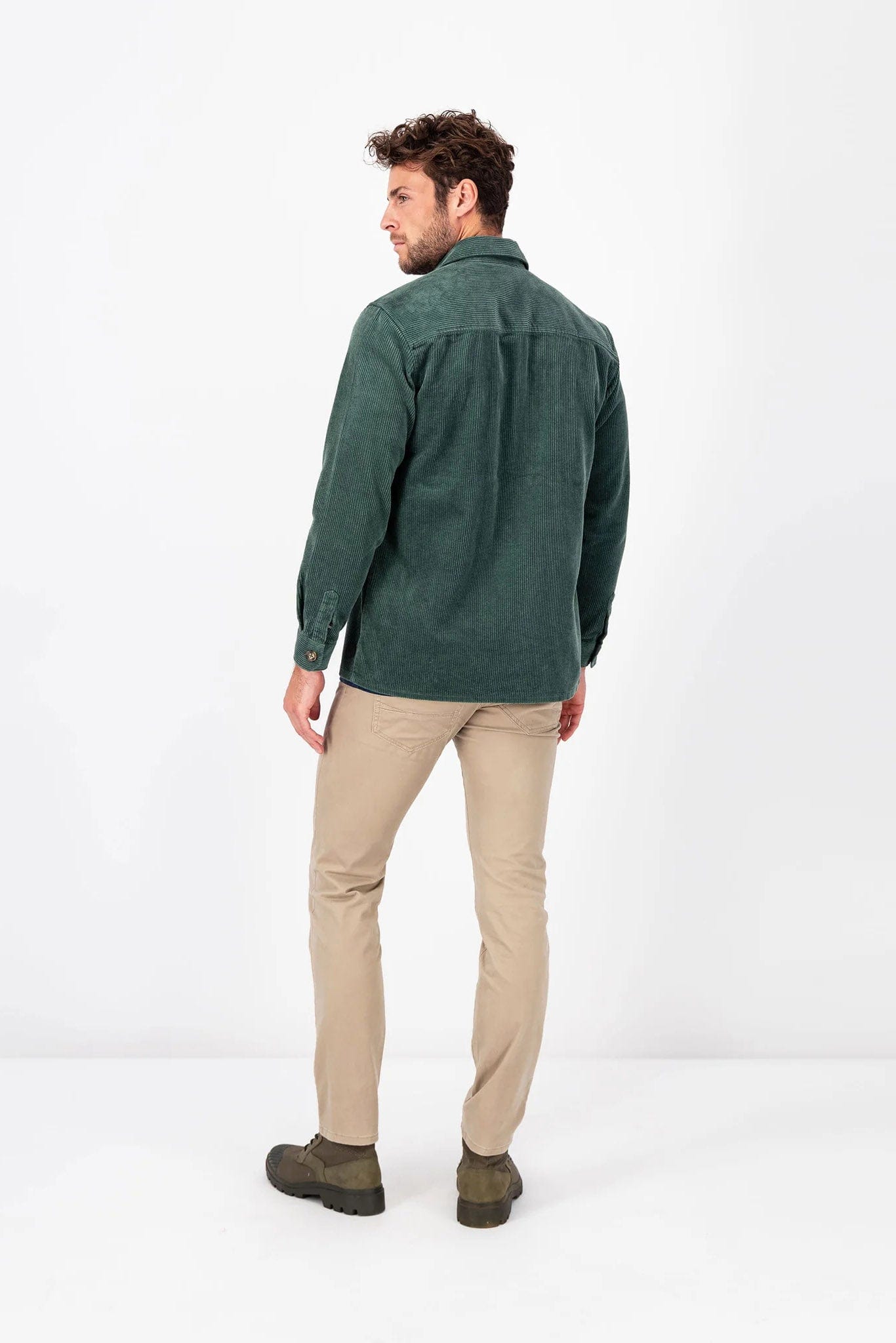 Fynch Hatton Corduroy Cotton Overshirt - Sage Green