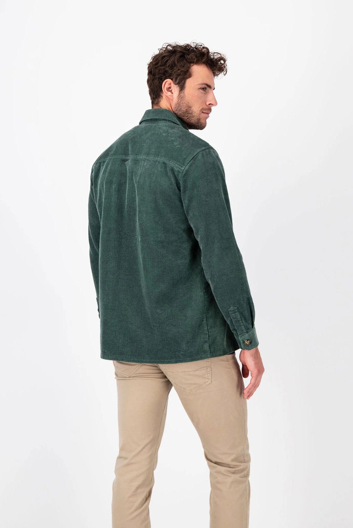 Fynch Hatton Corduroy Cotton Overshirt - Sage Green