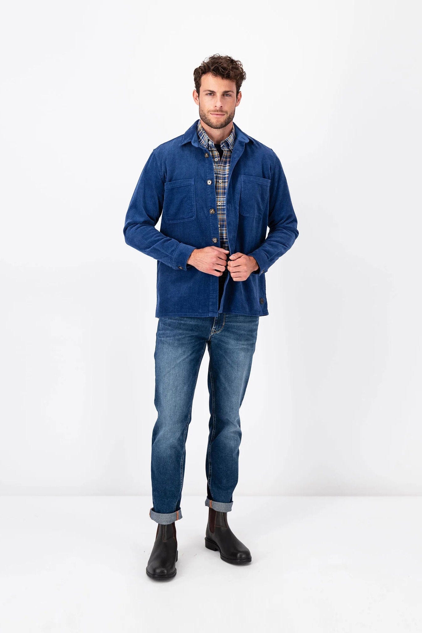 Fynch Hatton Corduroy Cotton Overshirt - Wave