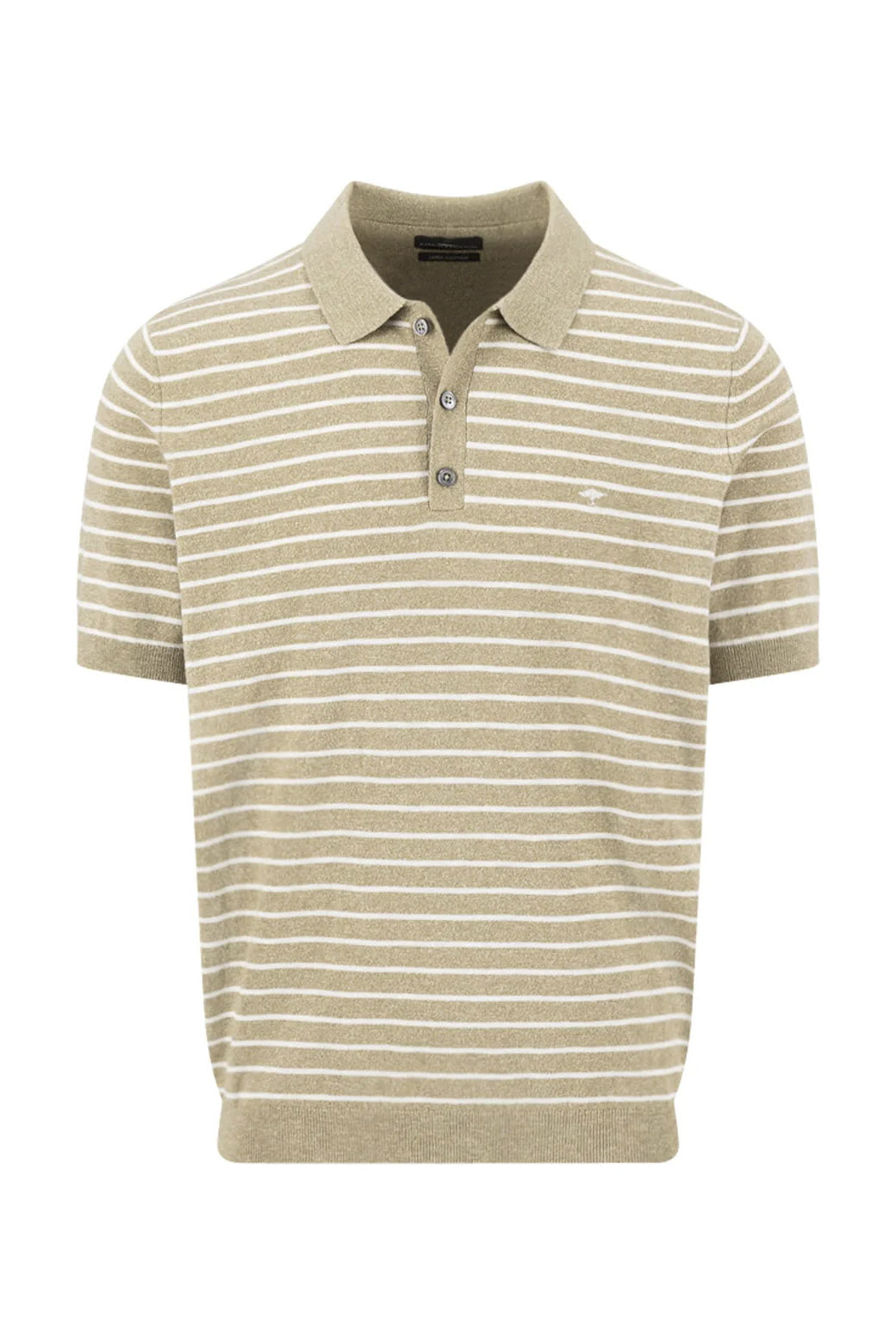 Fynch Hatton Cotton/Linen Stripe Polo - Pistachio
