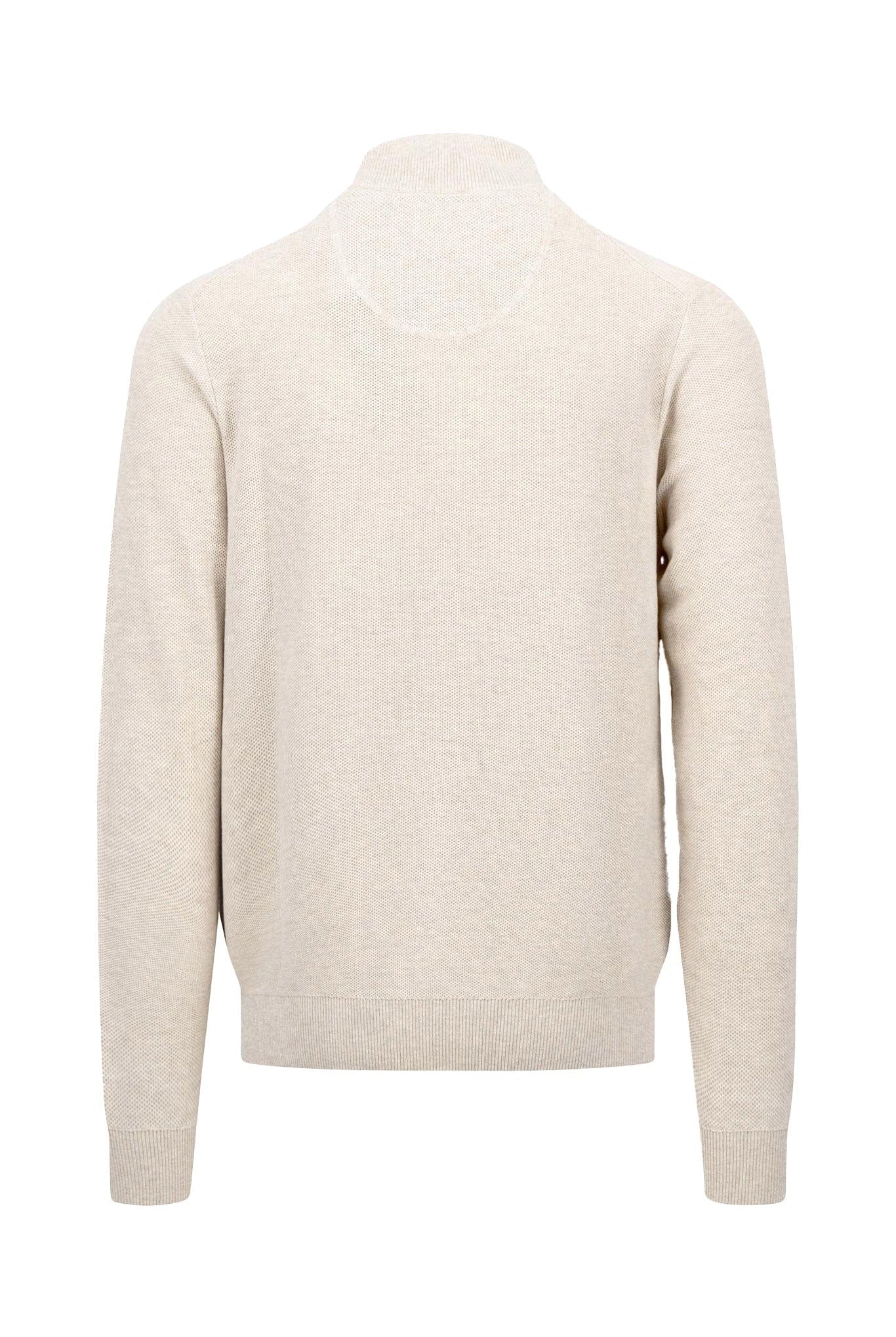 Fynch Hatton Cotton Quarter Zip Knit Jumper - Winter White