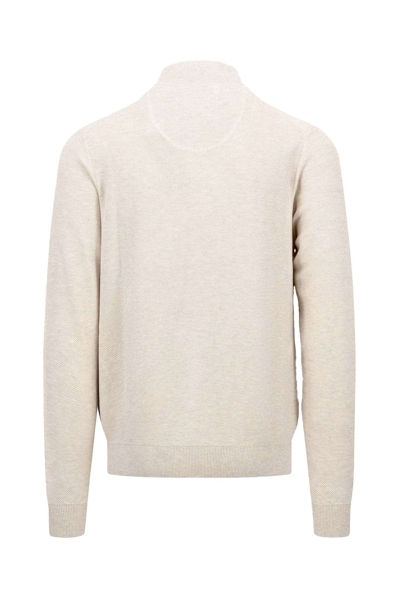 Fynch Hatton Cotton Quarter Zip Knit Jumper - Winter White