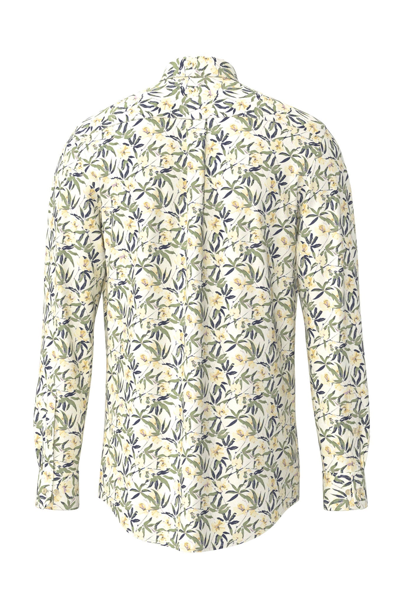 Fynch Hatton Cotton Slub Floral Shirt - Pale Yellow