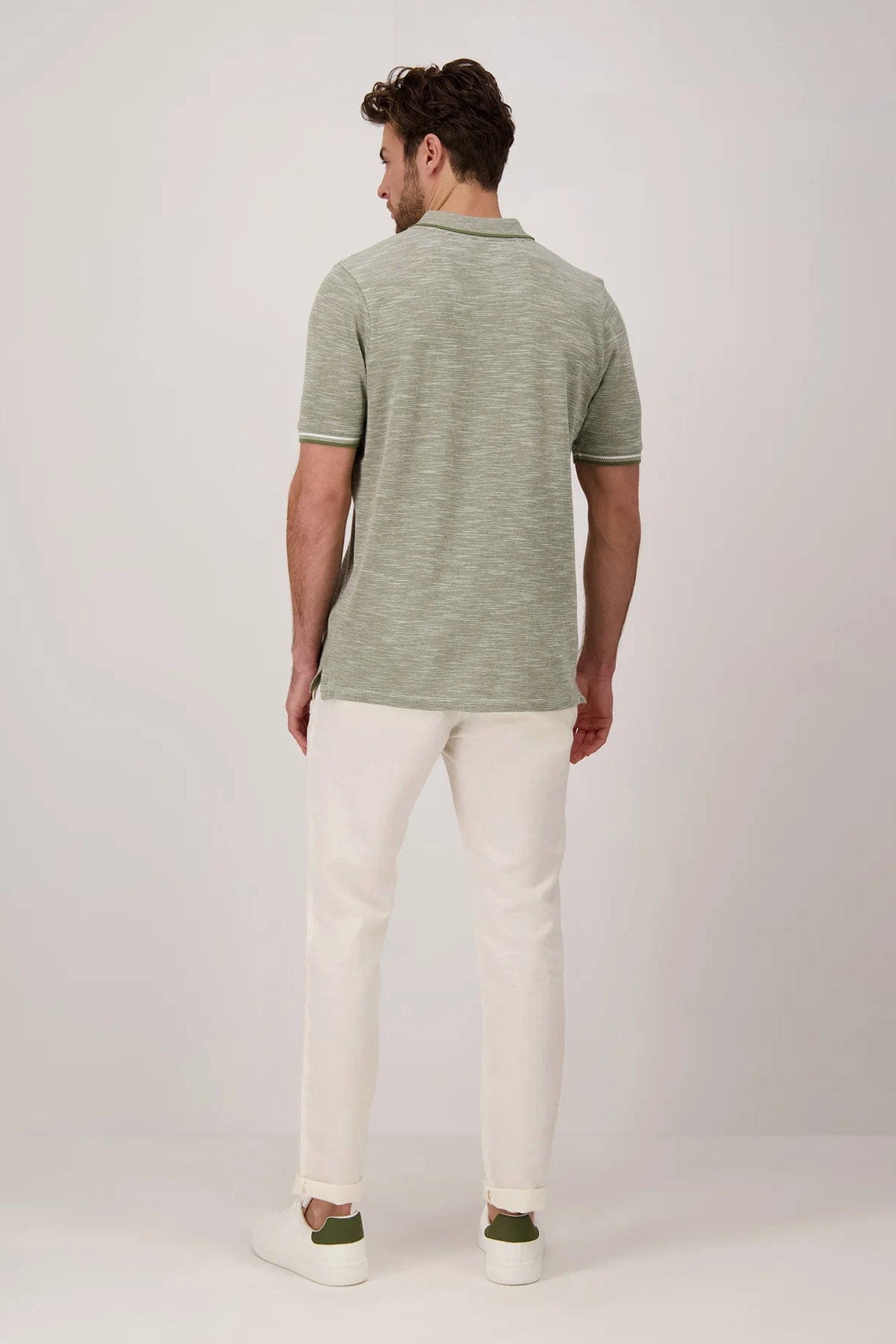 Fynch Hatton Cotton Slub Polo - Dusty Olive