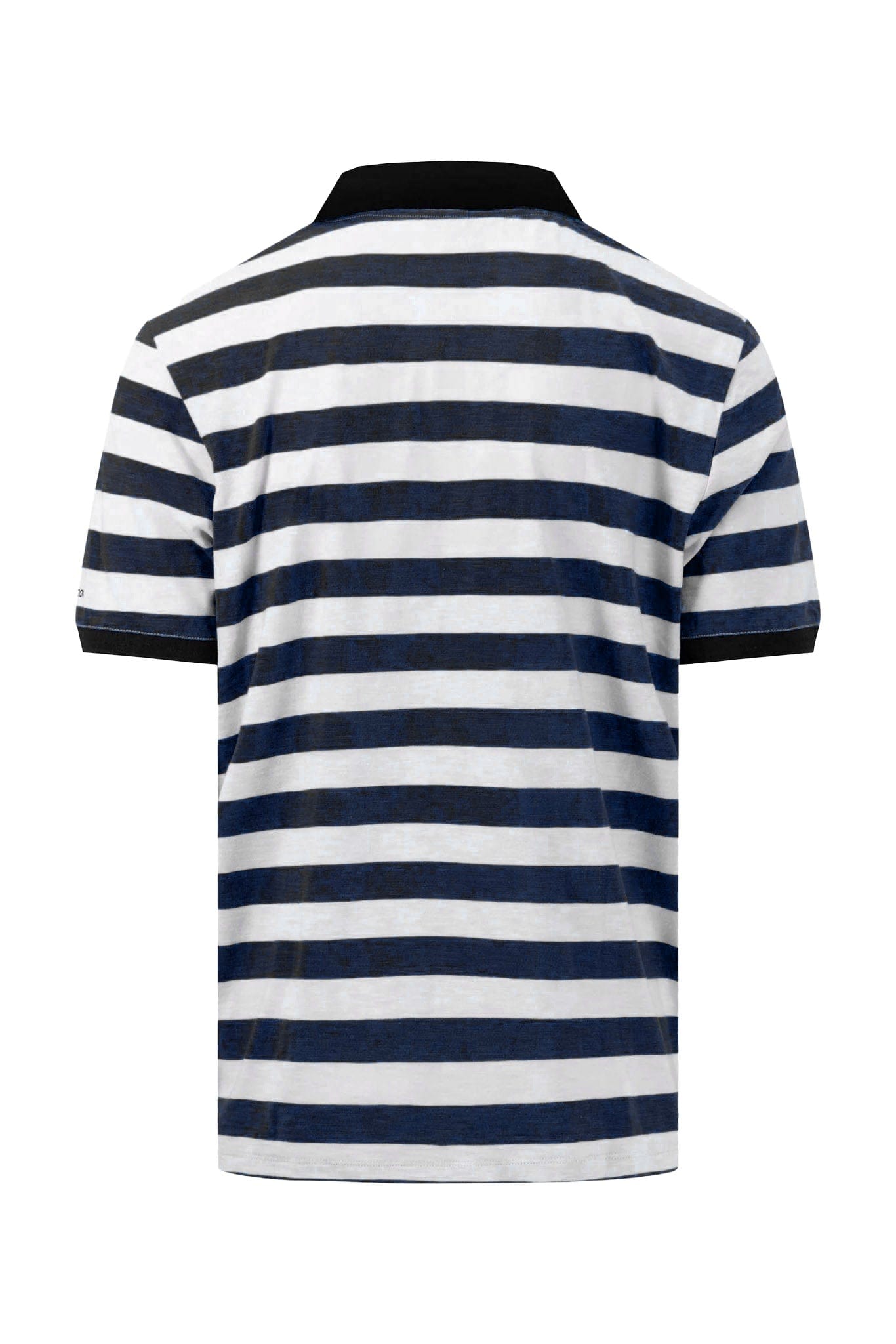 Fynch Hatton Cotton Slub Striped Polo Shirt - Navy