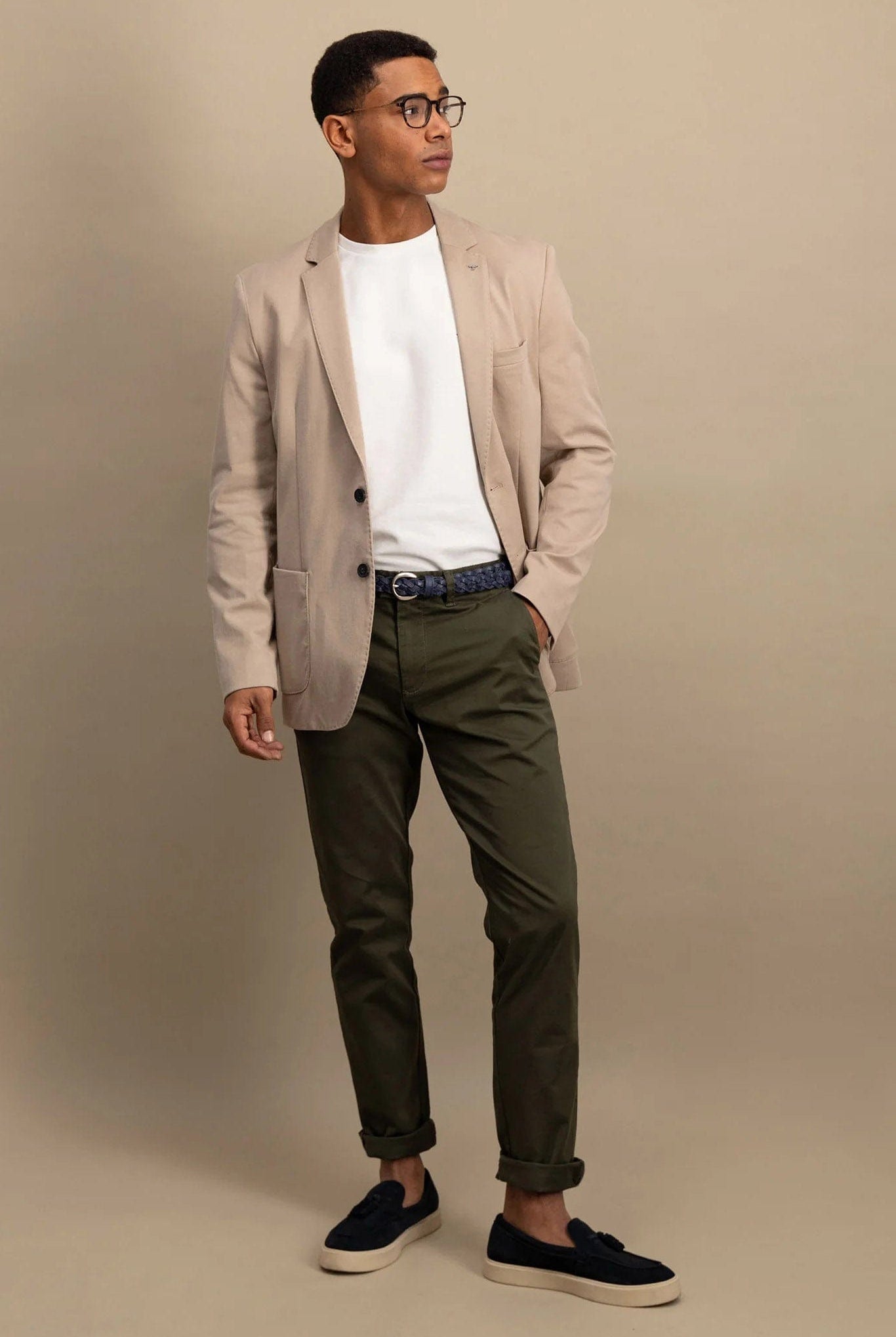Fynch Hatton Cotton Twill Blazer - Beige
