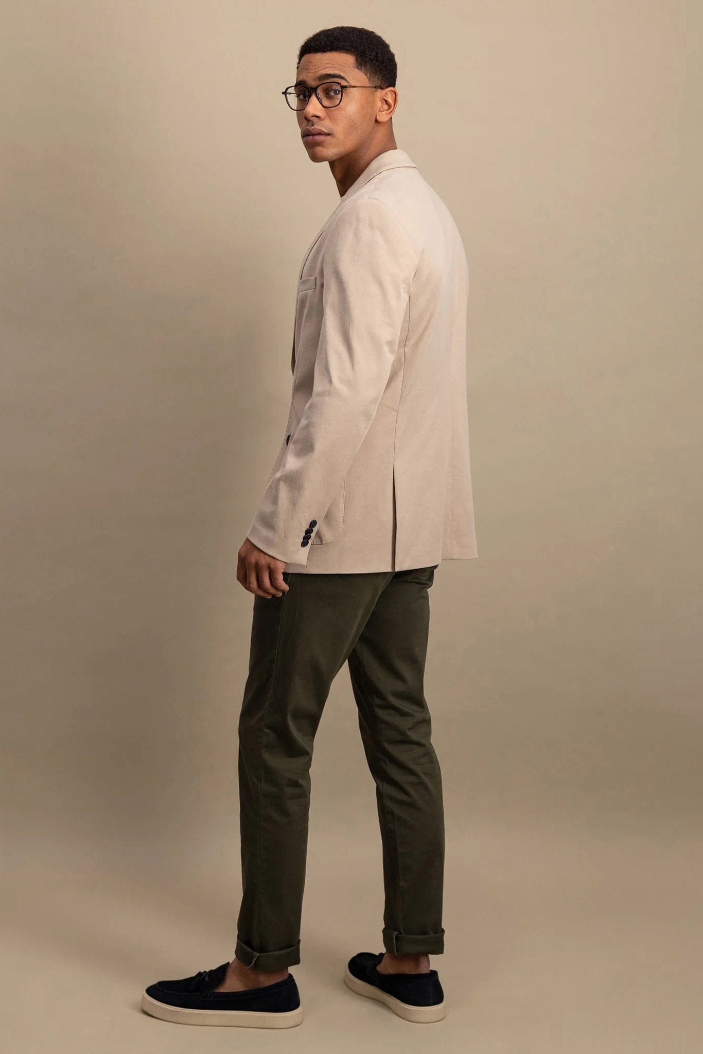 Fynch Hatton Cotton Twill Blazer - Beige