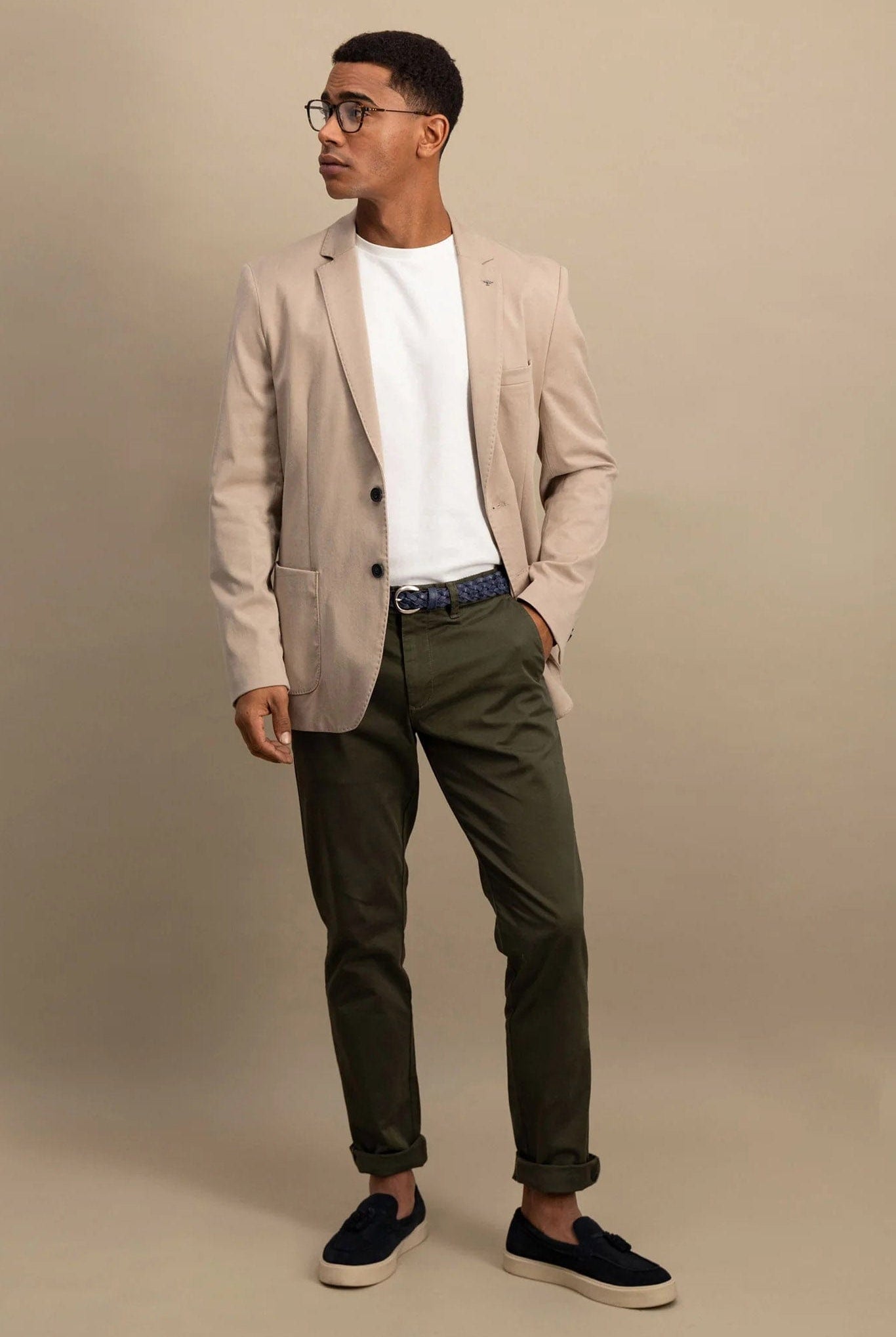 Fynch Hatton Cotton Twill Blazer - Beige