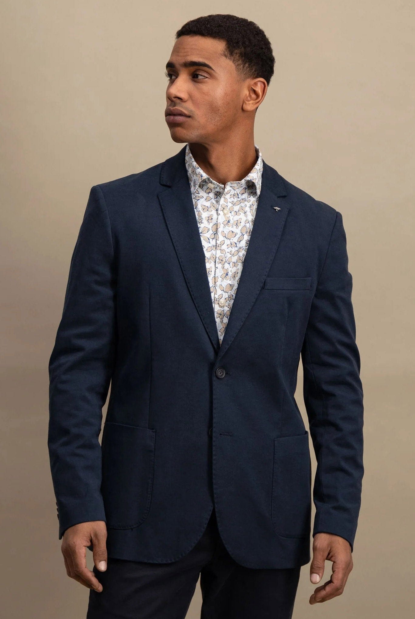 Fynch Hatton Cotton Twill Blazer - Dark Navy
