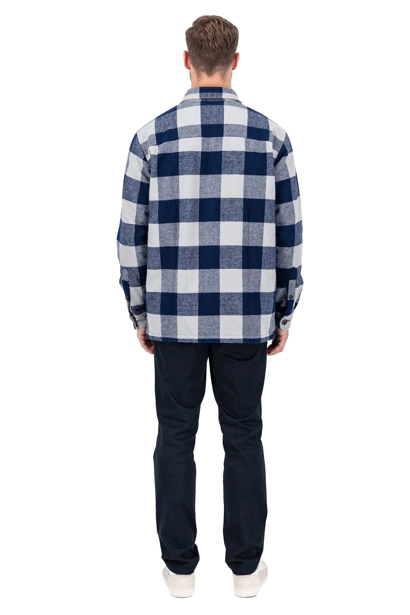 Fynch Hatton Flannel Check Overshirt - Navy