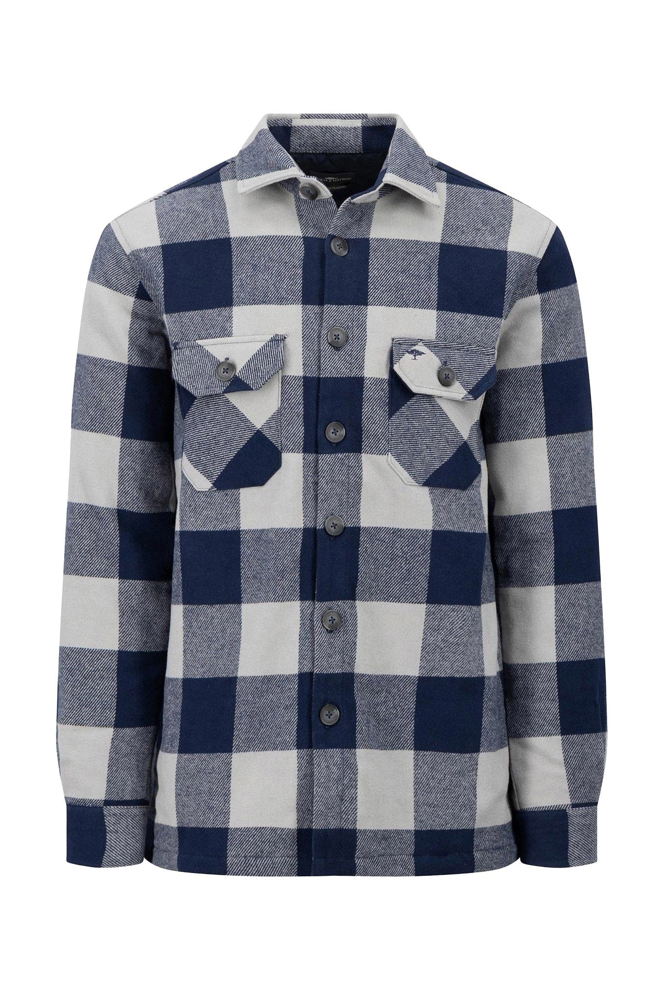 Fynch Hatton Flannel Check Overshirt - Navy
