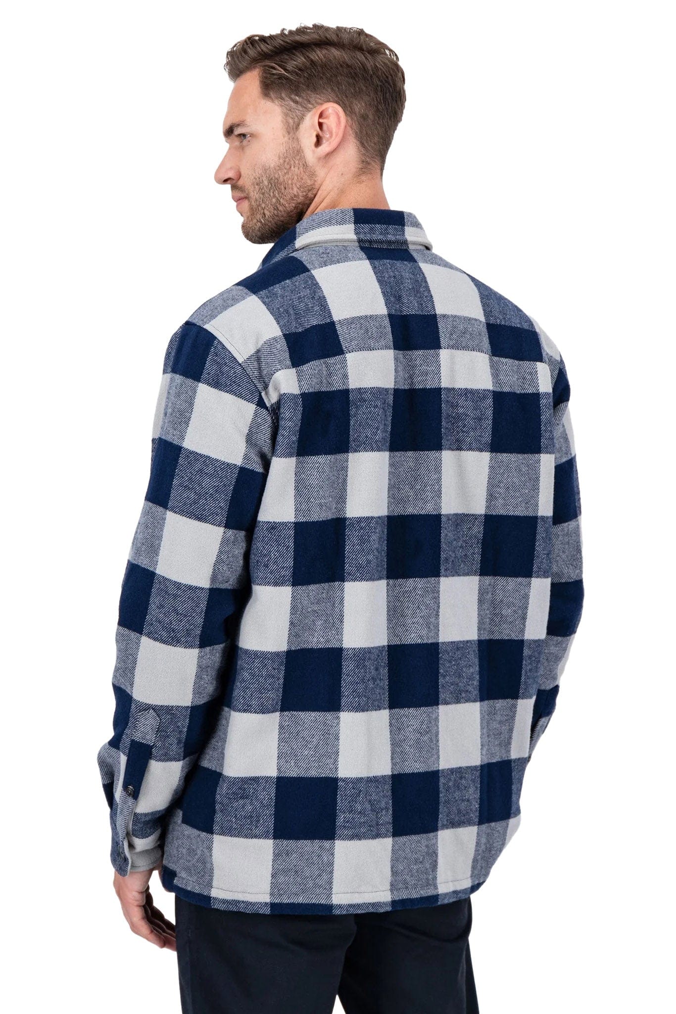 Fynch Hatton Flannel Check Overshirt - Navy