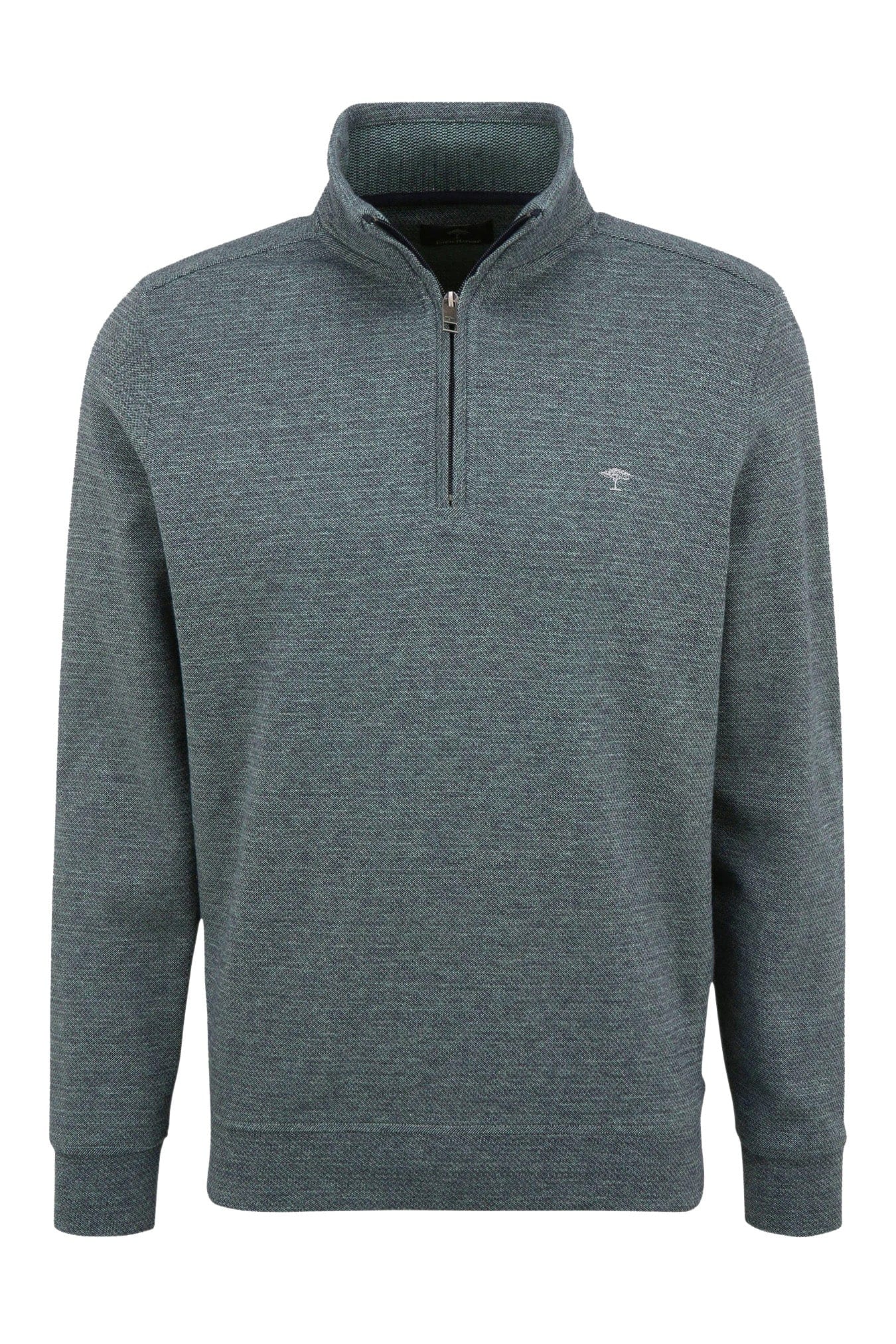 Fynch Hatton Half Zip Cotton Sweatshirt - Lindgreen/Navy
