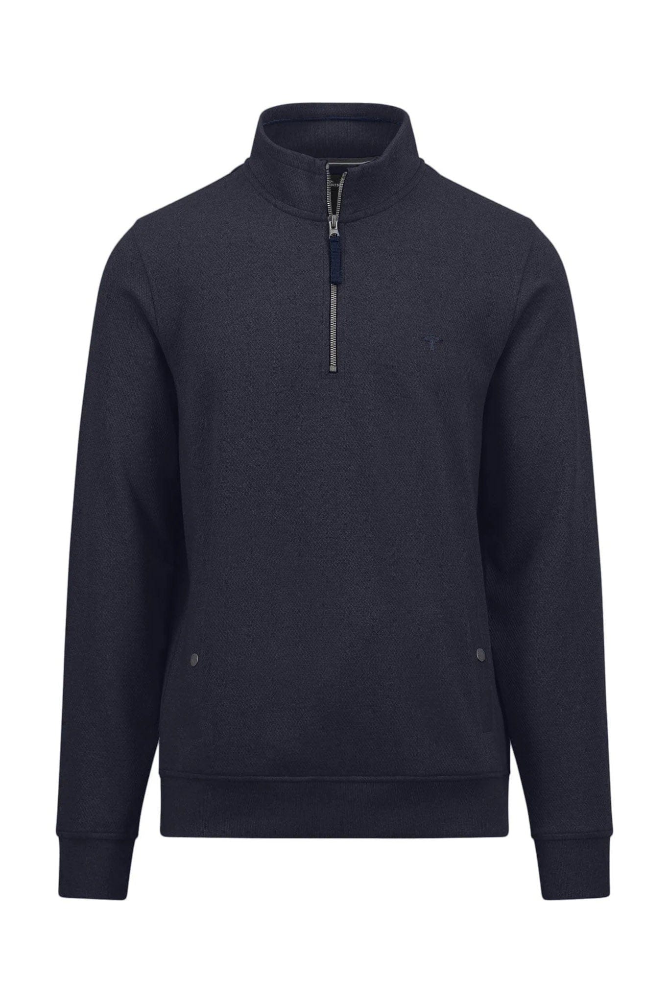 Fynch Hatton Jersey Knit Quarter Zip Sweatshirt - Navy