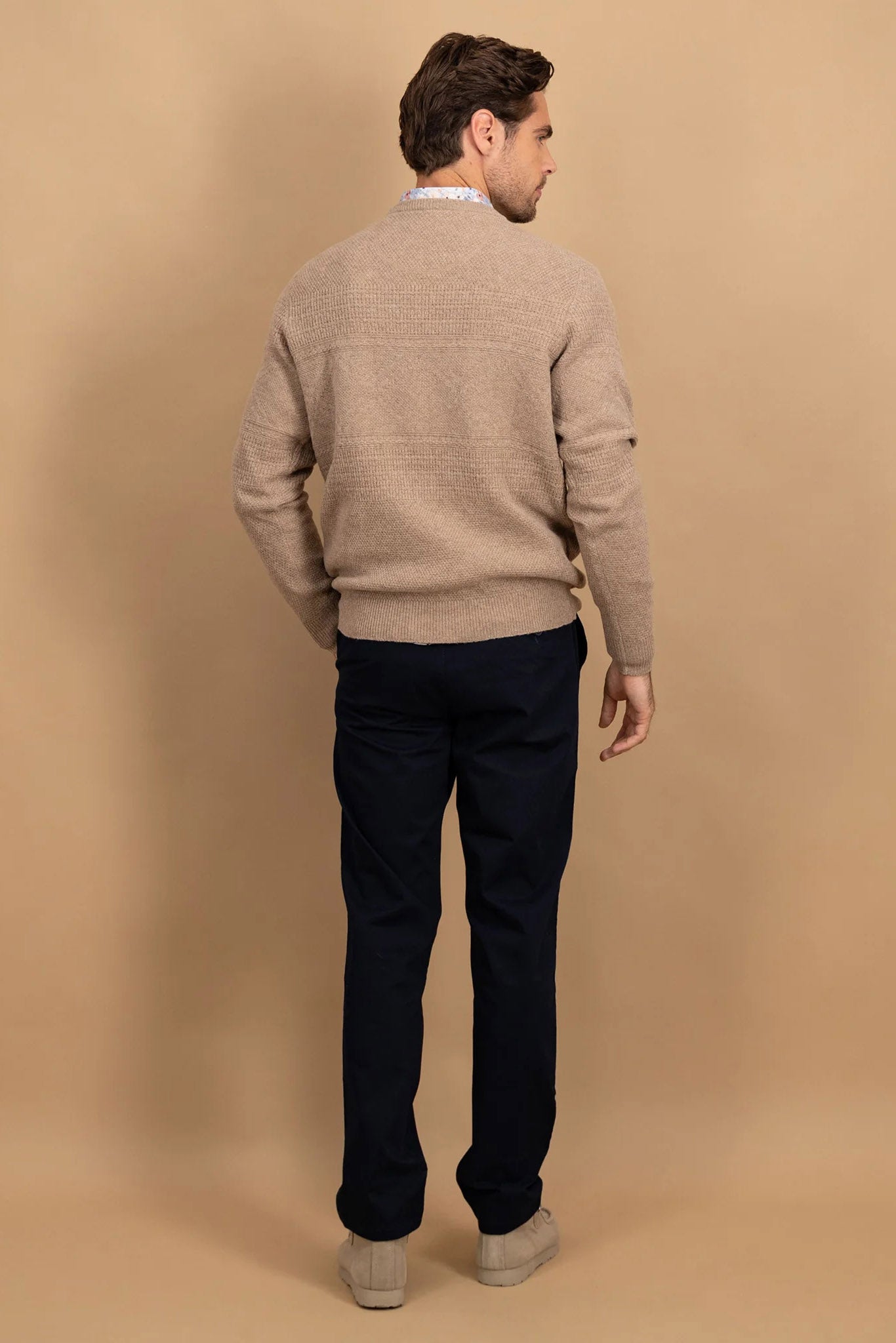 Fynch Hatton Lambswool Crew Neck Jumper - Taupe