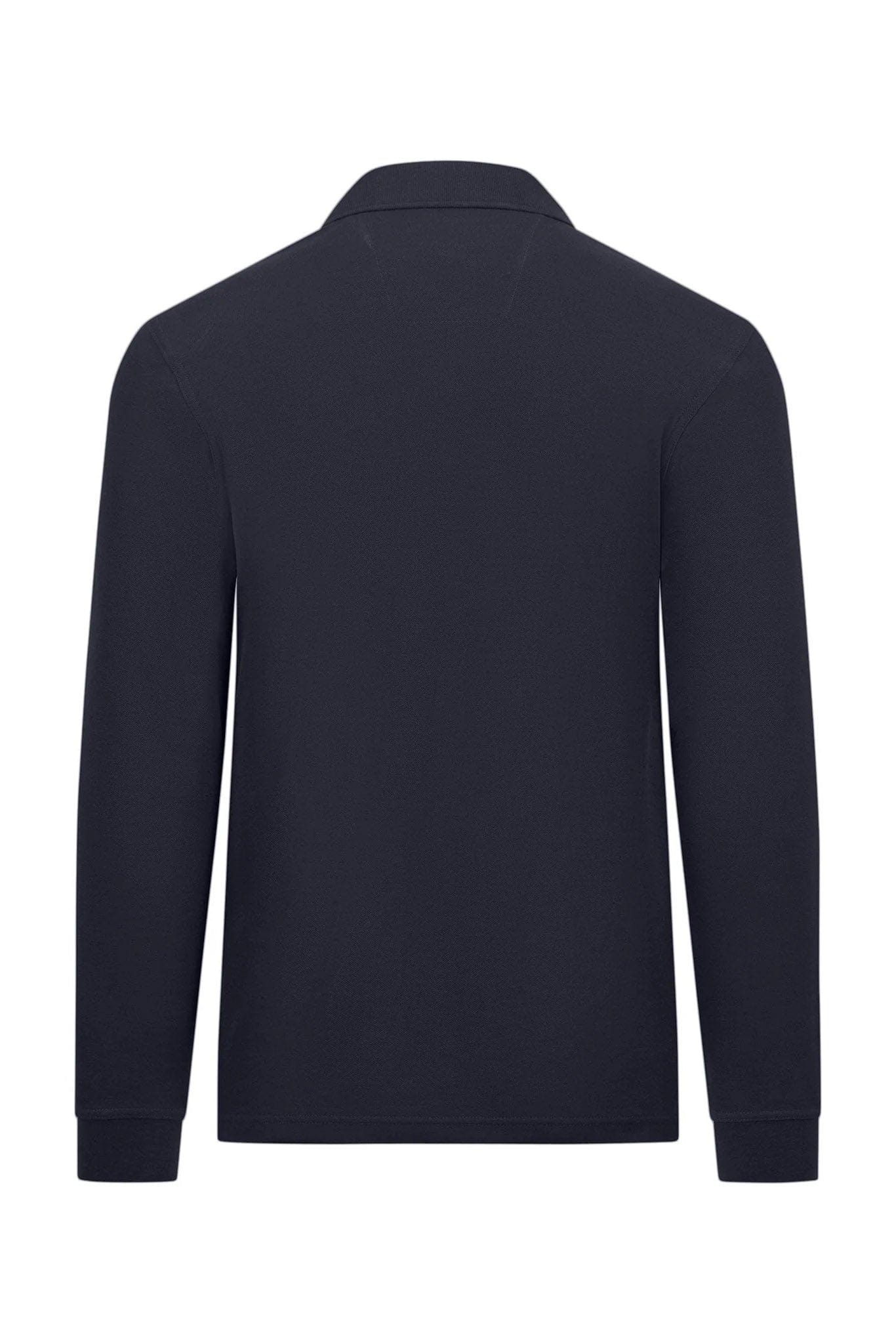 Fynch Hatton Long Sleeve Cotton Polo Shirt - Navy