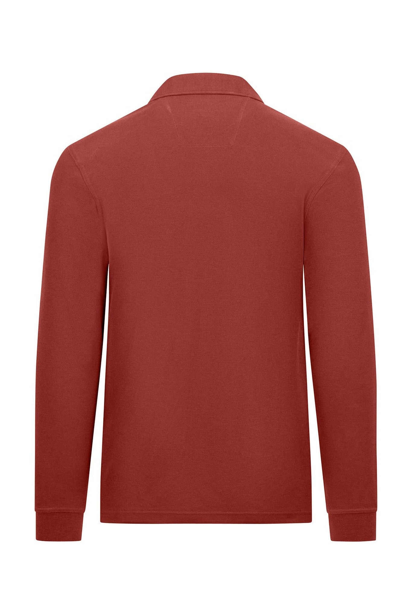 Fynch Hatton Long Sleeve Cotton Polo Shirt - Rust