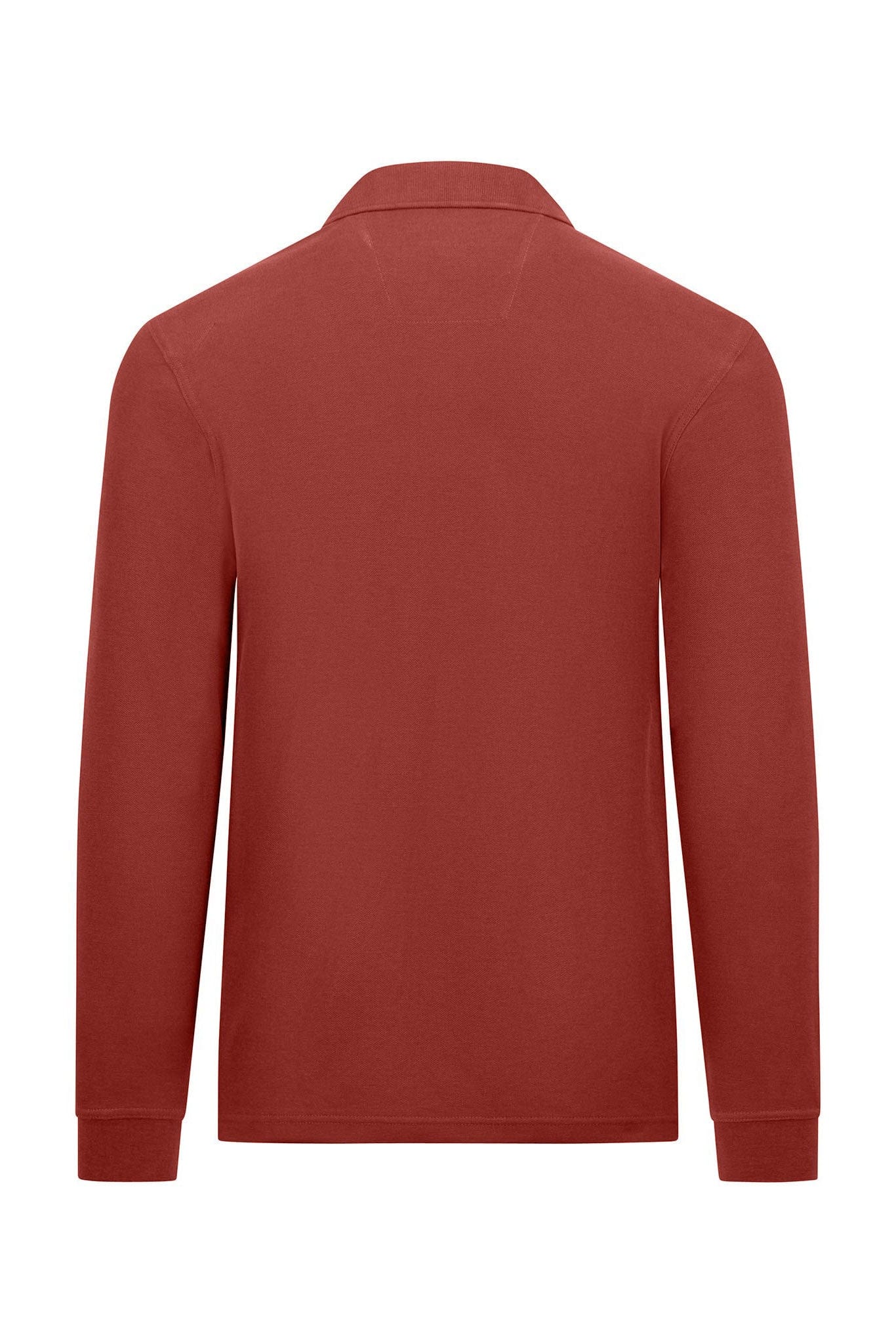 Fynch Hatton Long Sleeve Cotton Polo Shirt - Rust
