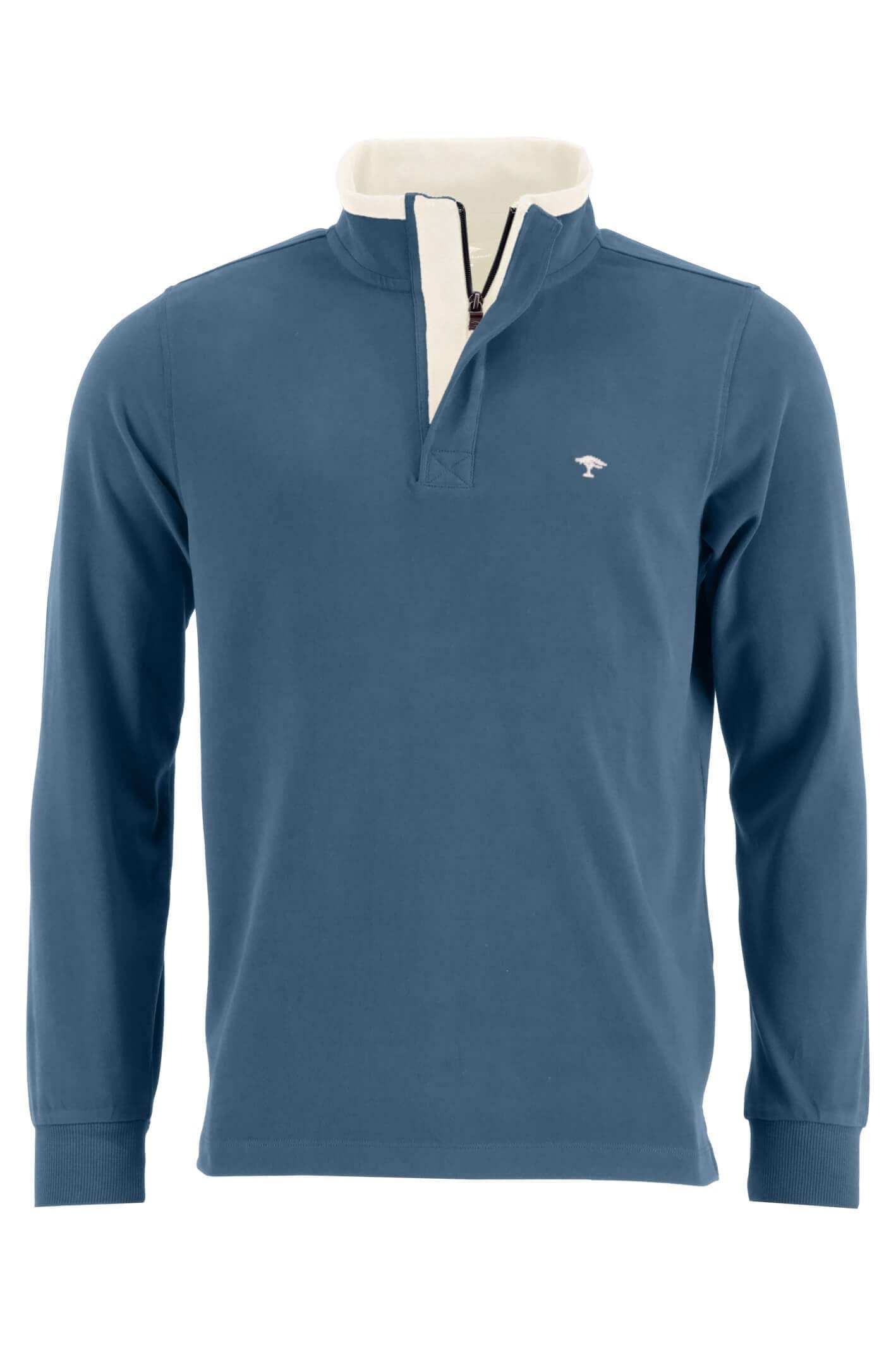 Fynch Hatton Long Sleeve Rugby Quarter Zip Sweatshirt - Dolphin