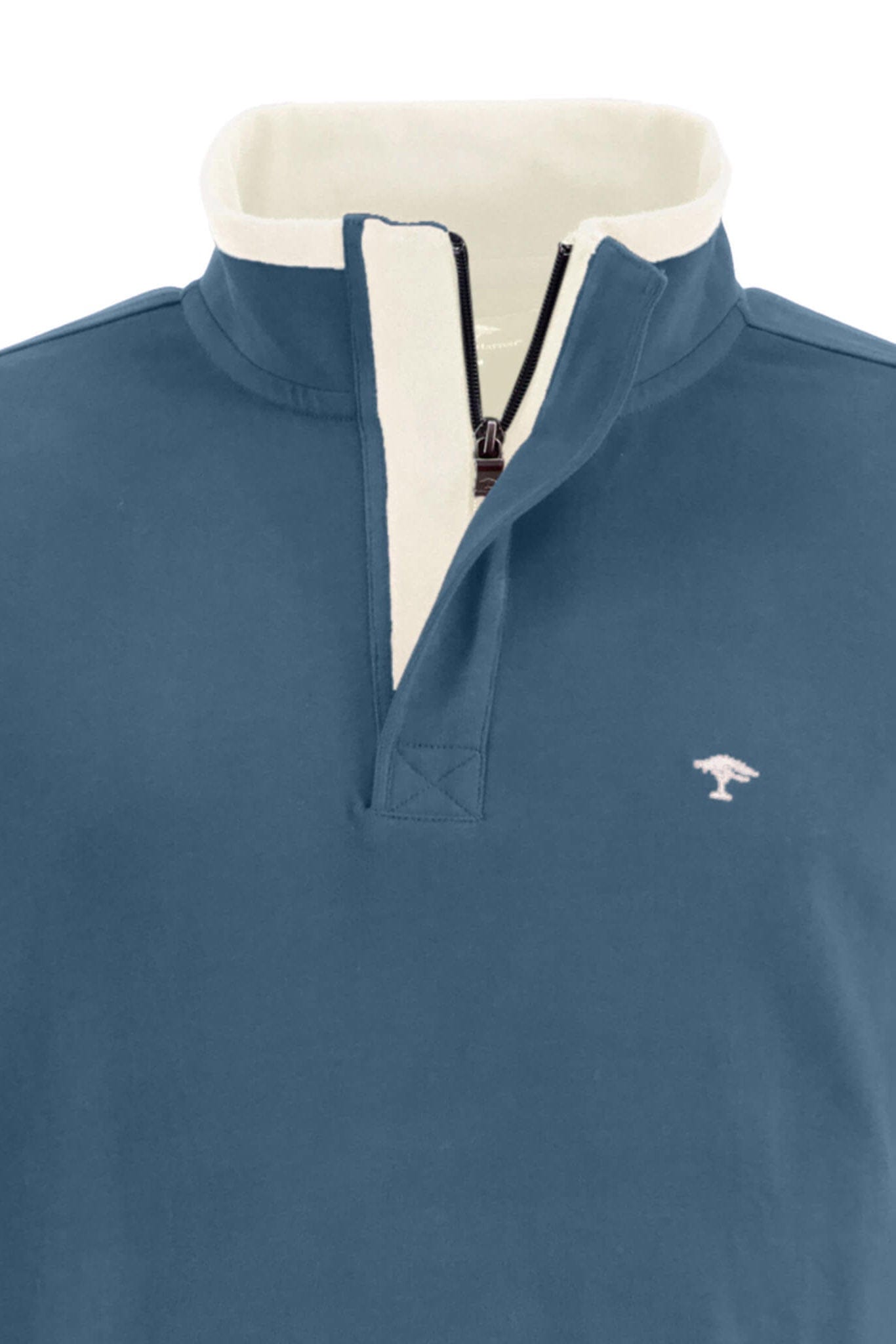 Fynch Hatton Long Sleeve Rugby Quarter Zip Sweatshirt - Dolphin