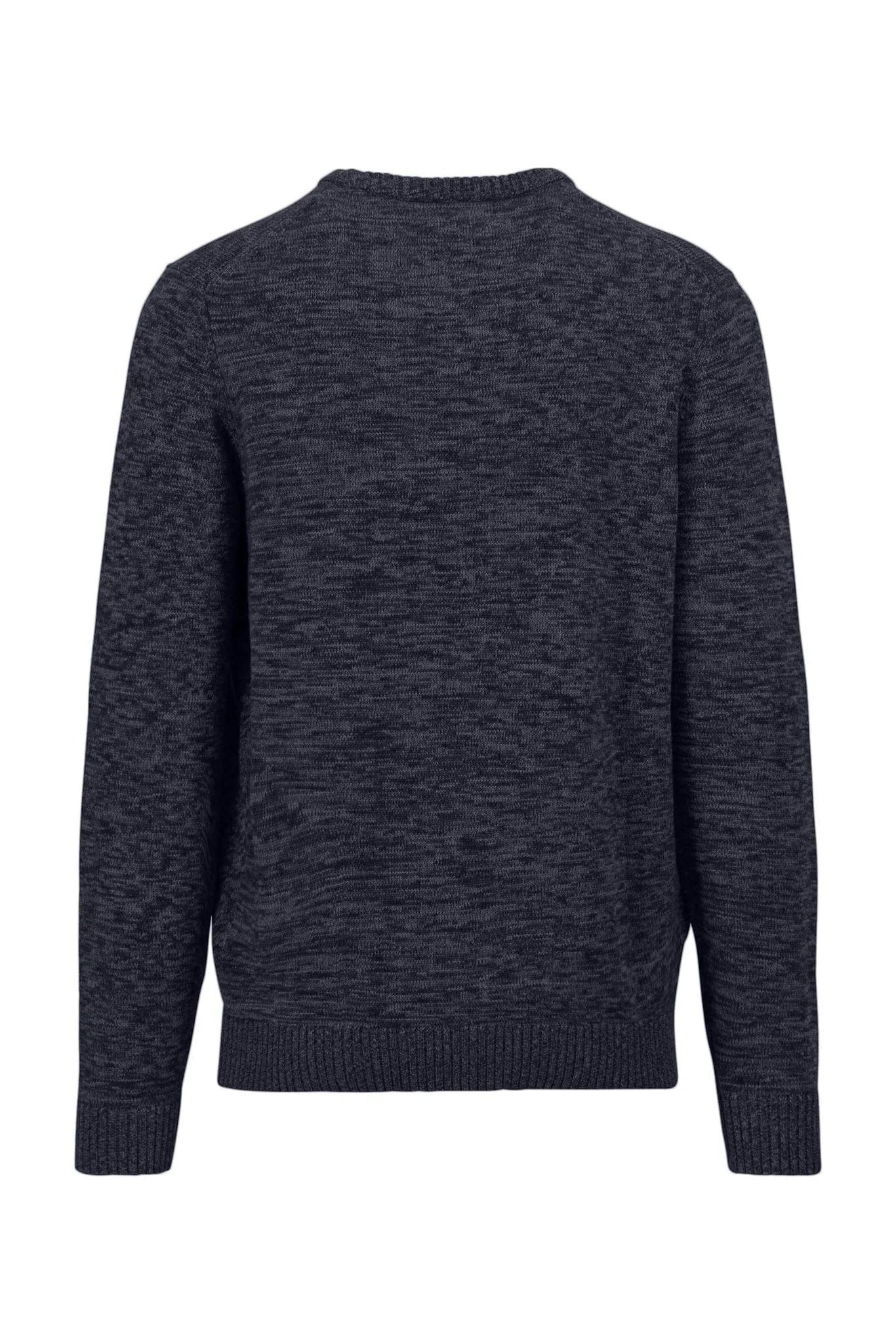 Fynch Hatton Melange Knit Crew Neck Jumper - Navy