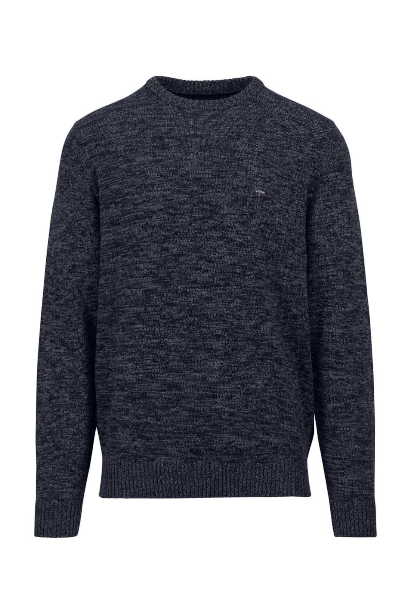 Fynch Hatton Melange Knit Crew Neck Jumper - Navy