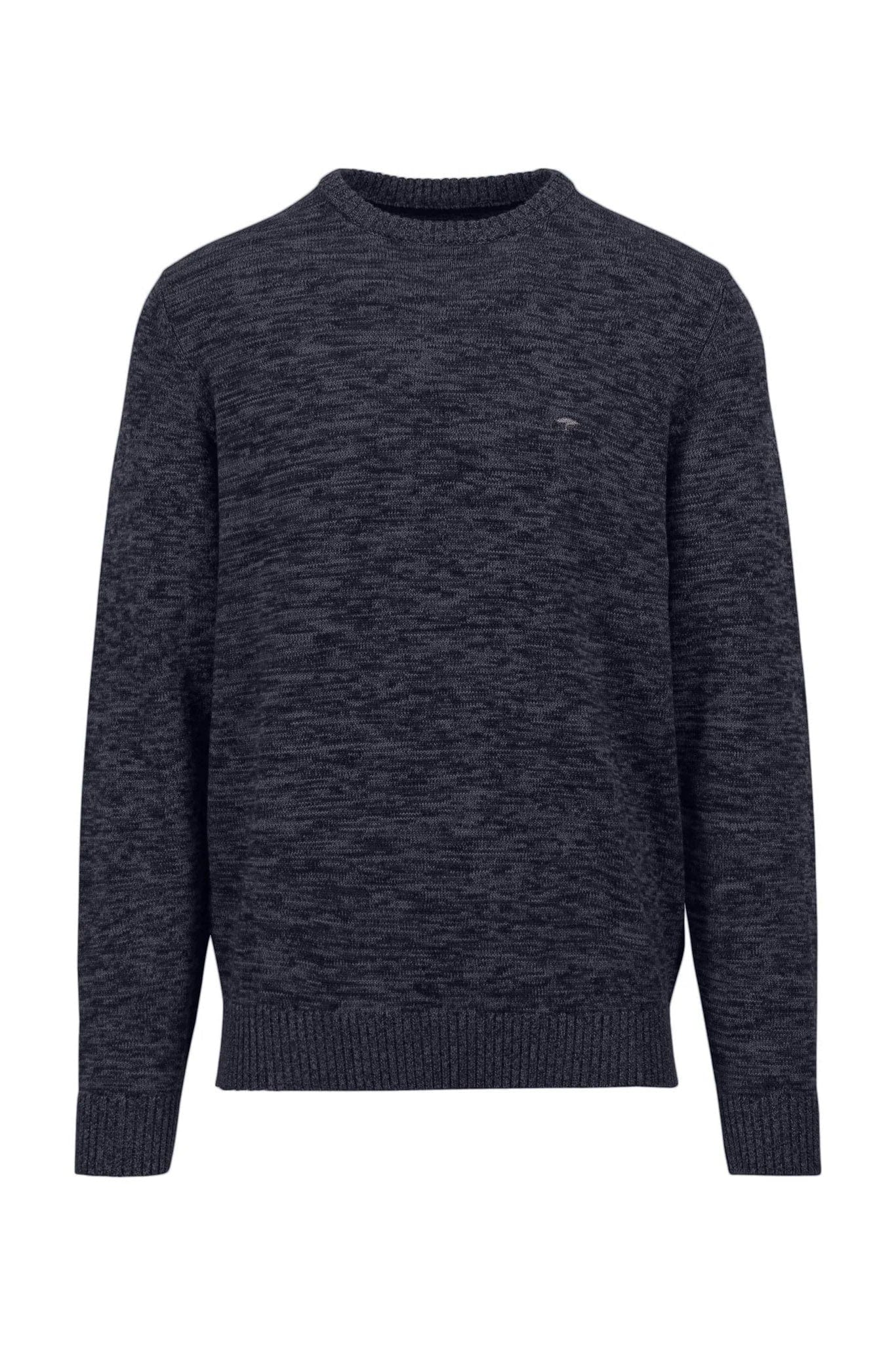 Fynch Hatton Melange Knit Crew Neck Jumper - Navy