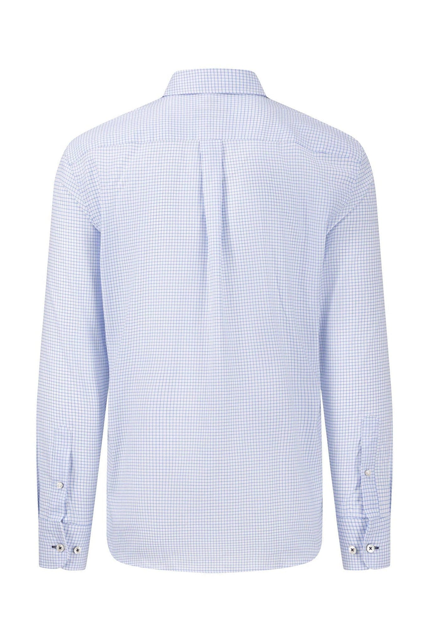 Fynch Hatton Micro Check Oxford Shirt - Light Blue/White