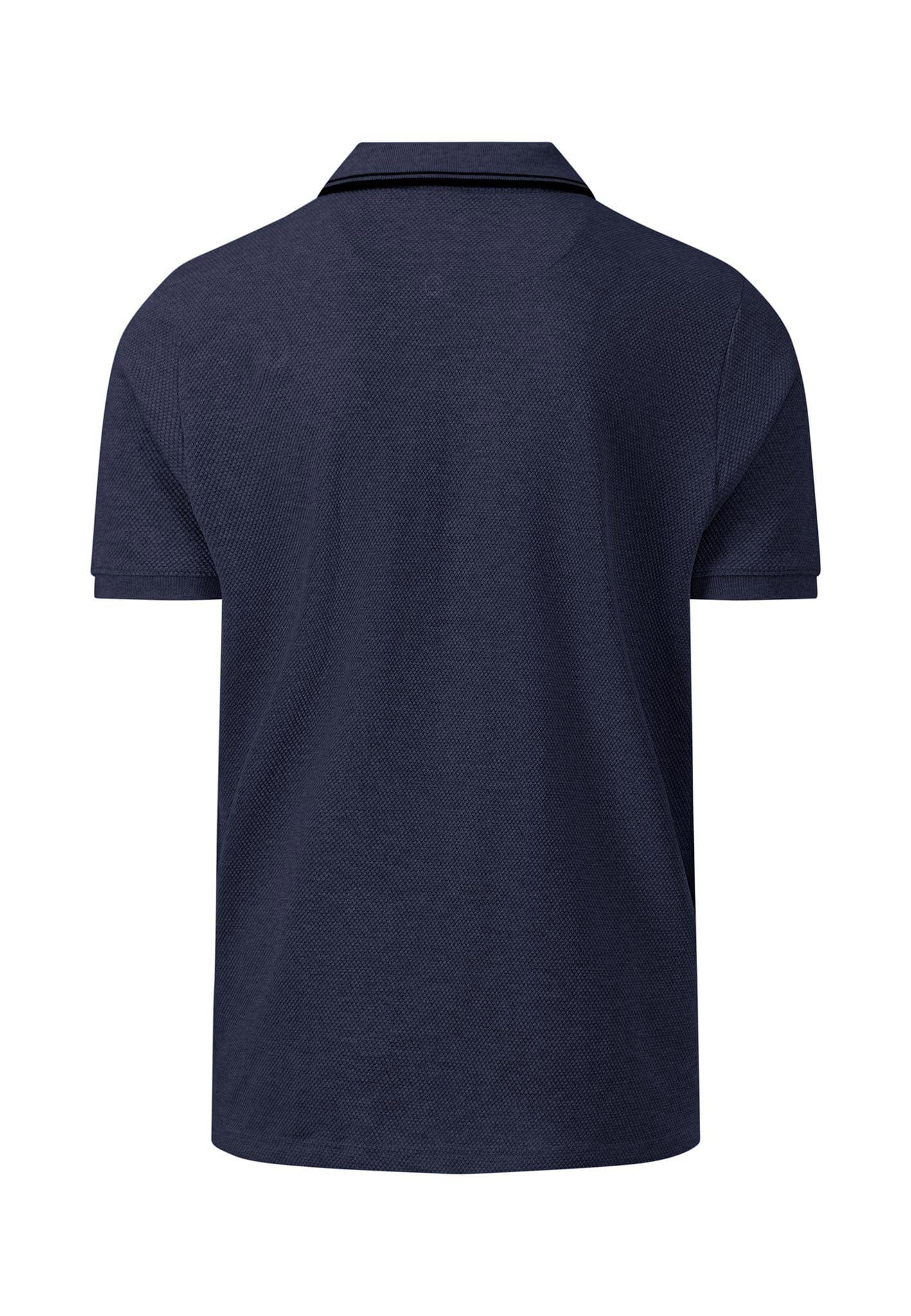 Fynch Hatton Popcorn Structure Polo Shirt - Navy