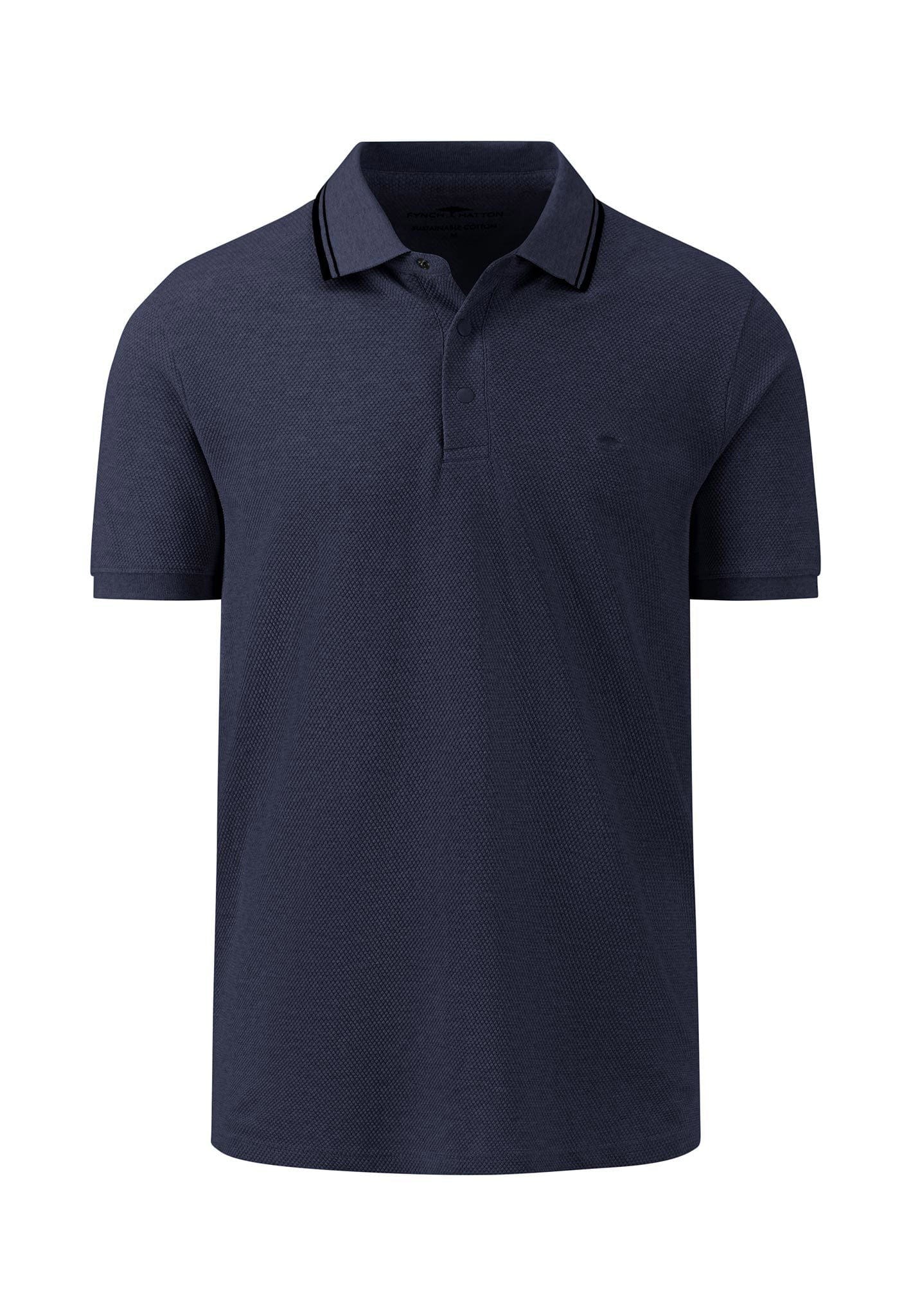 Fynch Hatton Popcorn Structure Polo Shirt - Navy