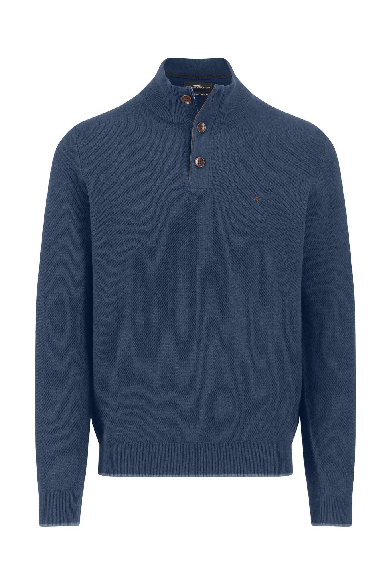 Fynch Hatton Quarter Button Knit Jumper - Night