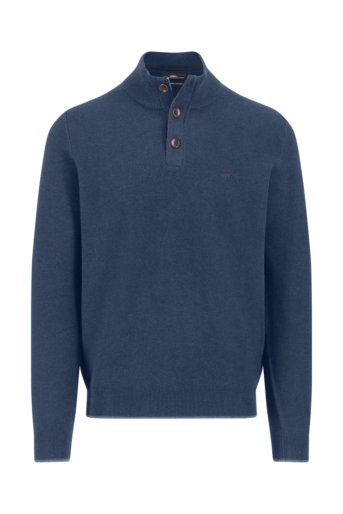 Fynch Hatton Quarter Button Knit Jumper - Night