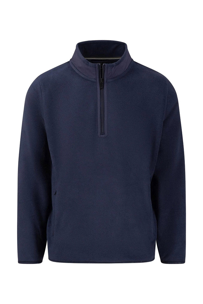 Fynch Hatton Quarter Zip Fleece Sweatshirt - Navy