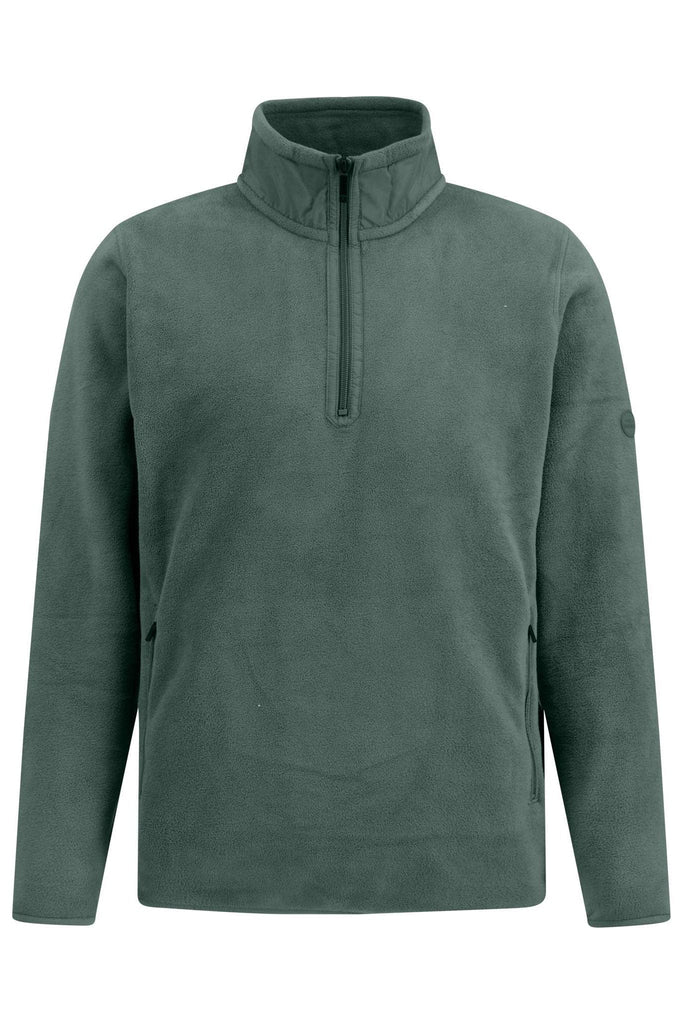 Fynch Hatton Quarter Zip Fleece Sweatshirt - Sage Green