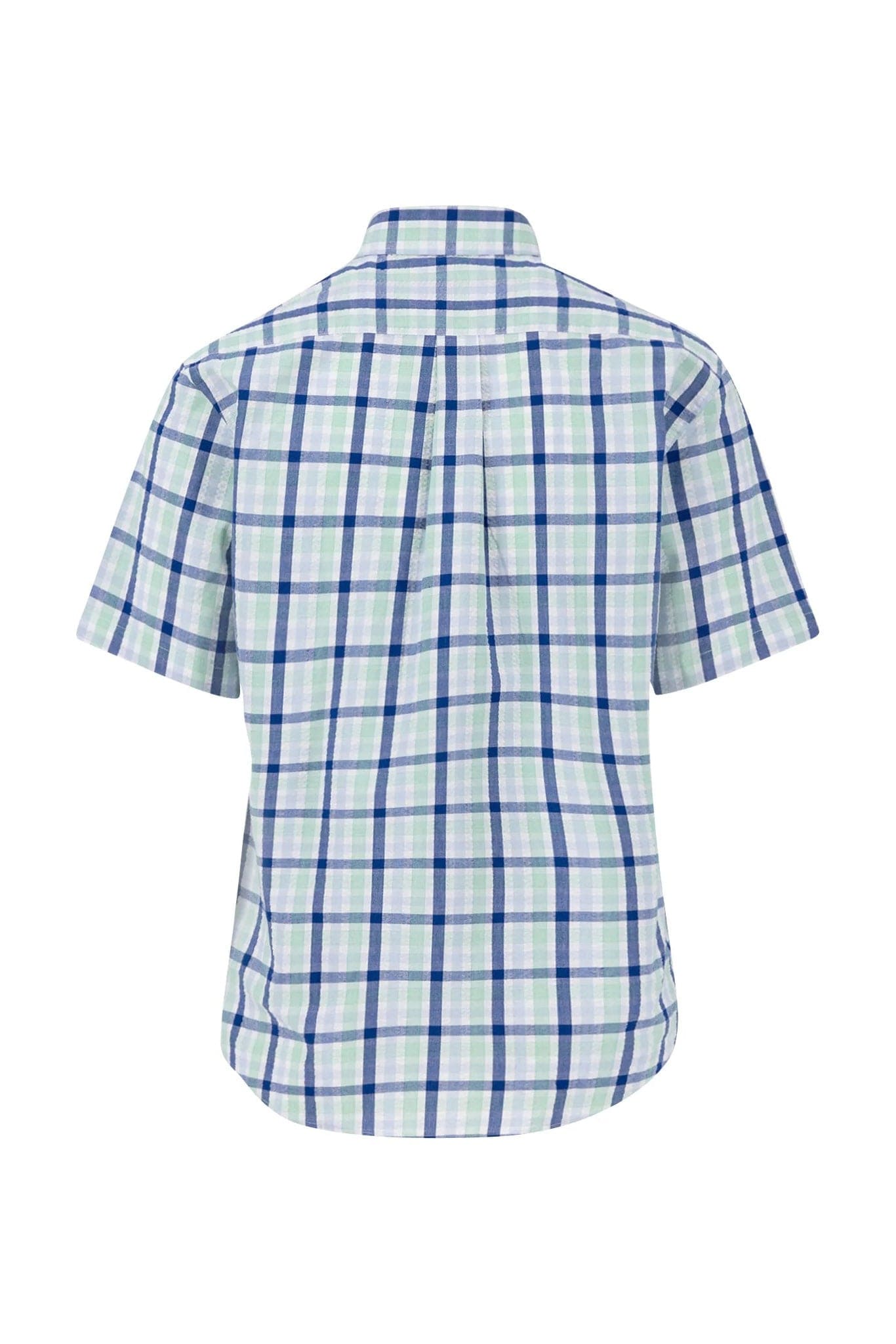 Fynch Hatton Seersucker Short Sleeve Check Shirt - Turf Green