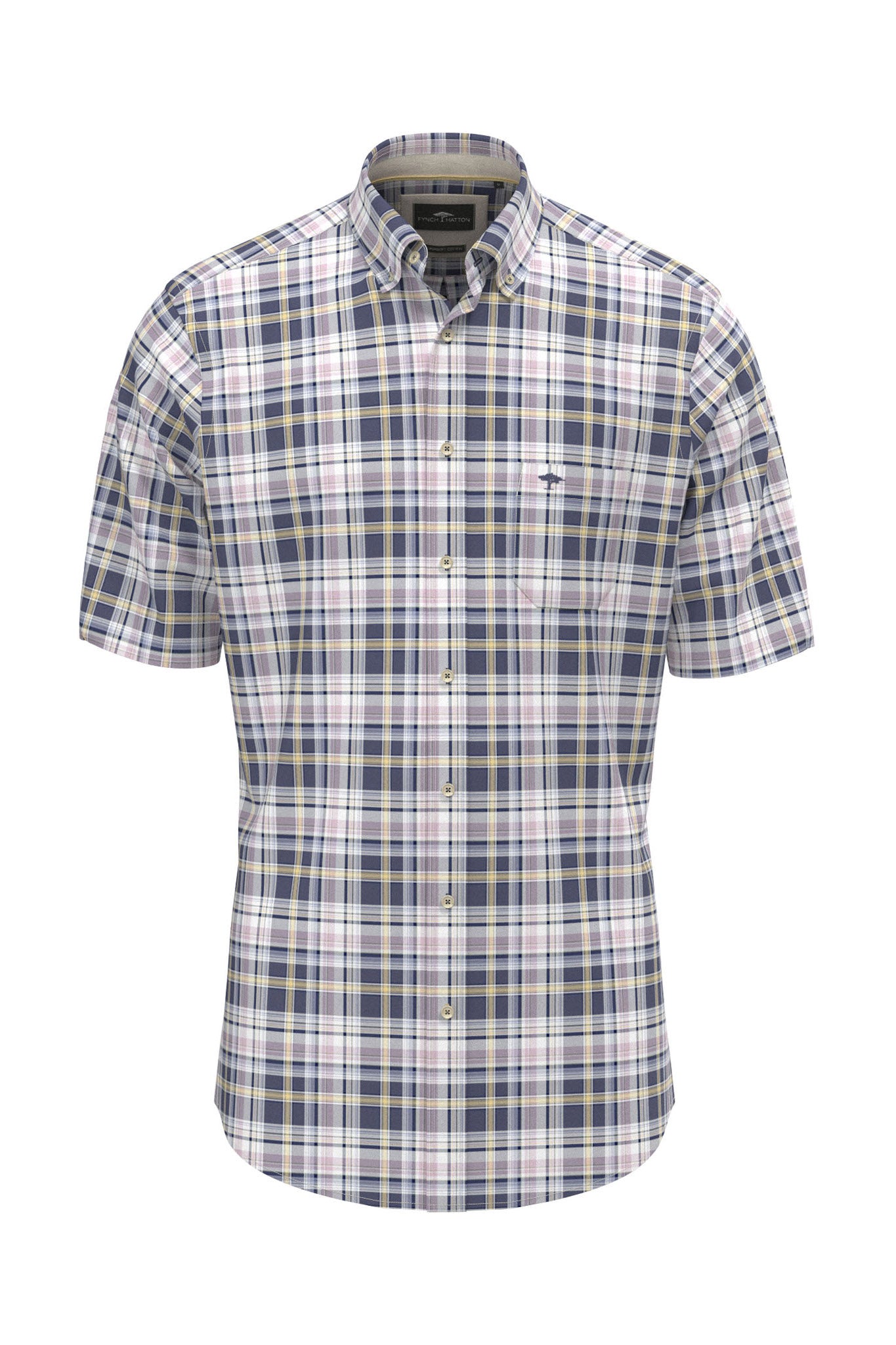 Fynch Hatton Short Sleeve Check Shirt - Horizon