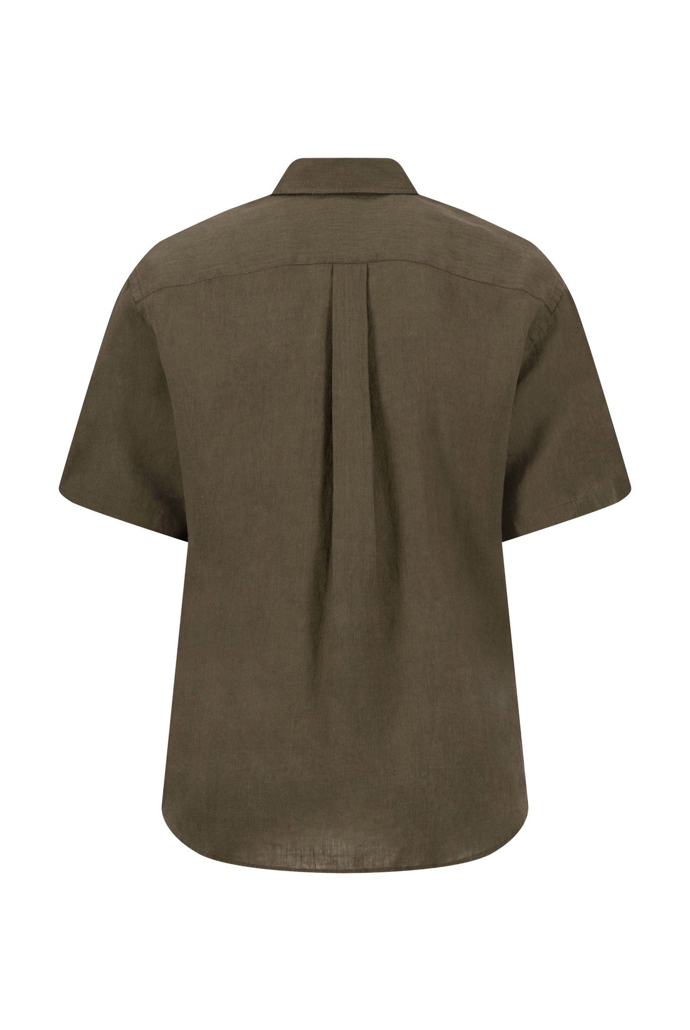 Fynch Hatton Short Sleeve Linen Shirt - Dark Khaki