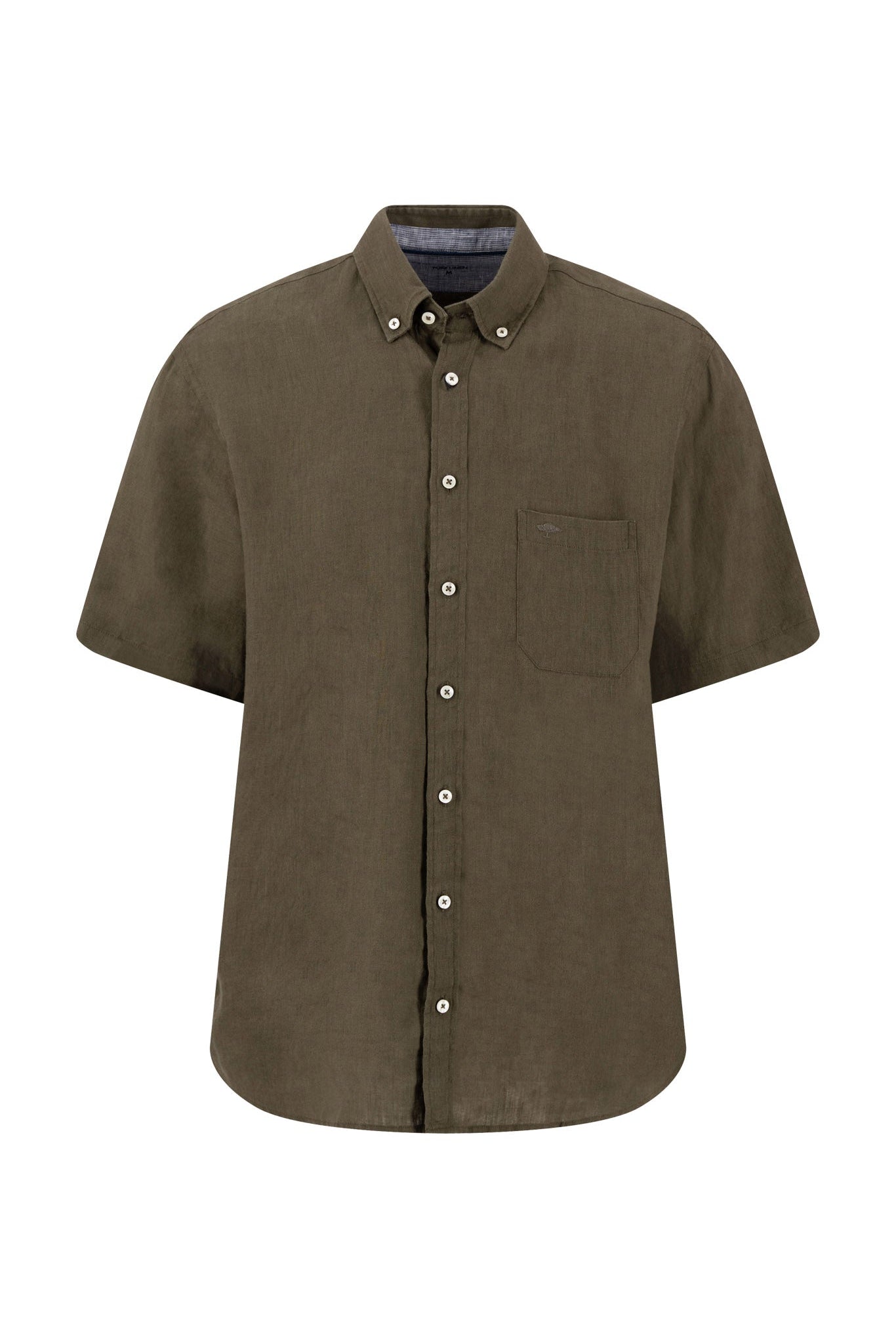 Fynch Hatton Short Sleeve Linen Shirt - Dark Khaki