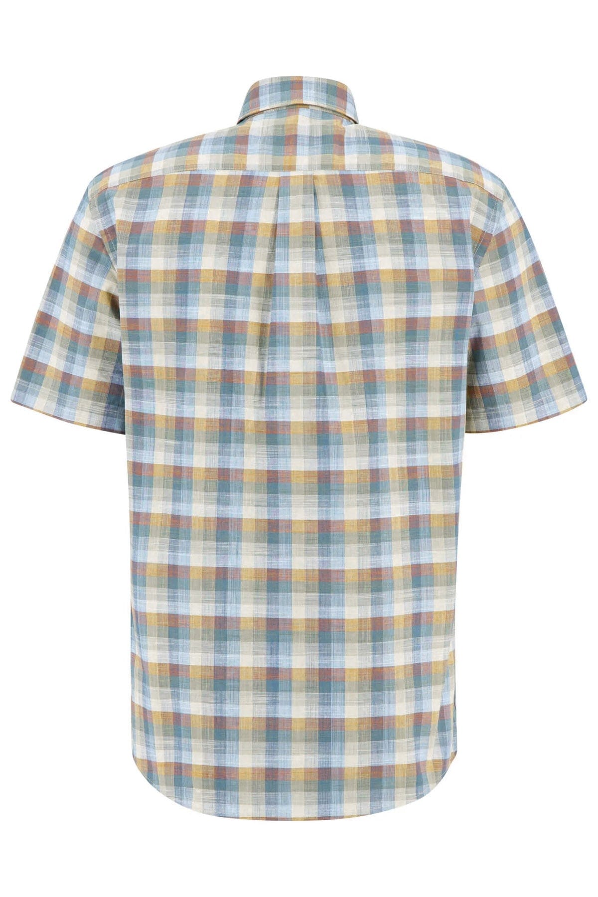 Fynch Hatton Slub Check Short Sleeve Shirt - Tangerine