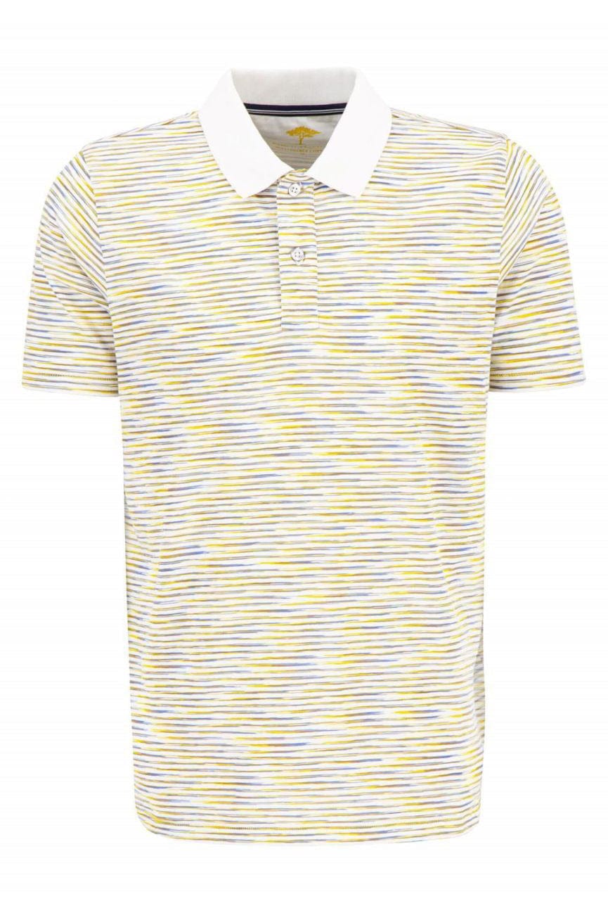 Fynch Hatton Space Dyed Stripe Polo - White/Multi